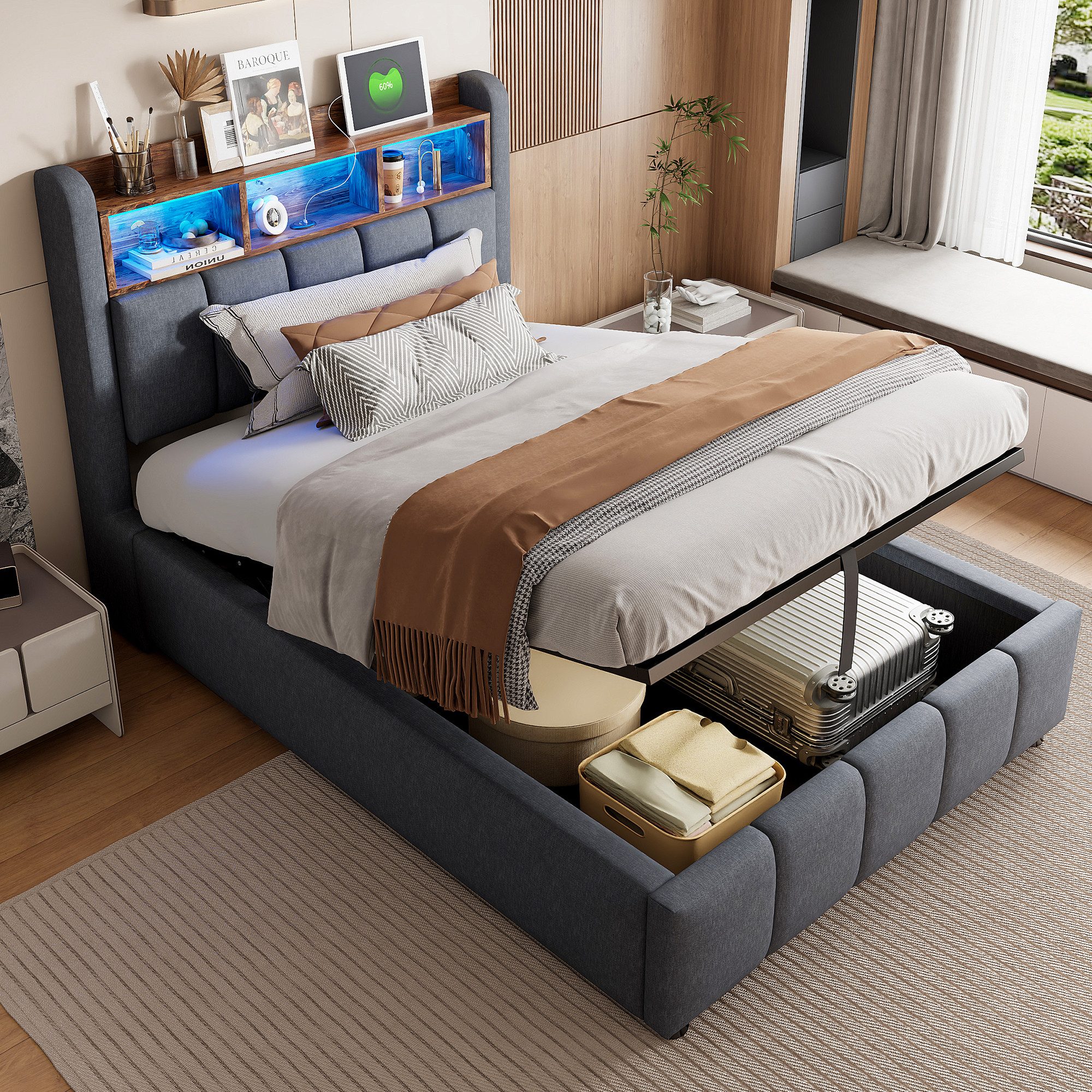 HAUSS SPOLE Polsterbett 90x200 mit LED-Beleuchtung, günstig online kaufen