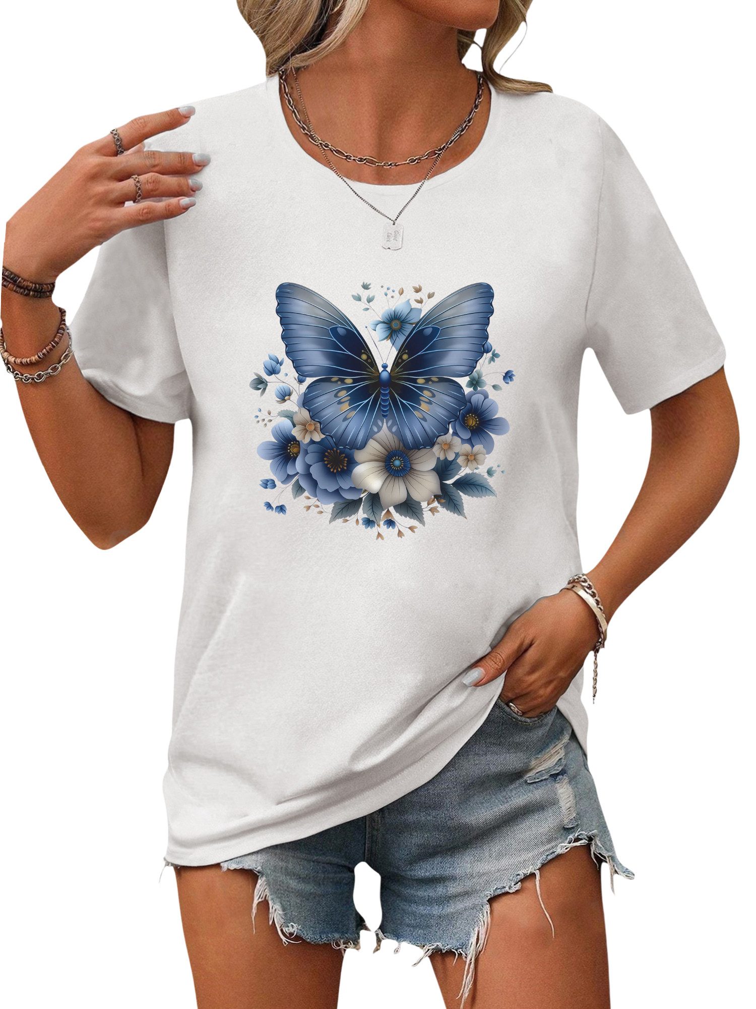 PYL T-Shirt Damen Bequemes Sommer Kurzarmbluse günstig online kaufen