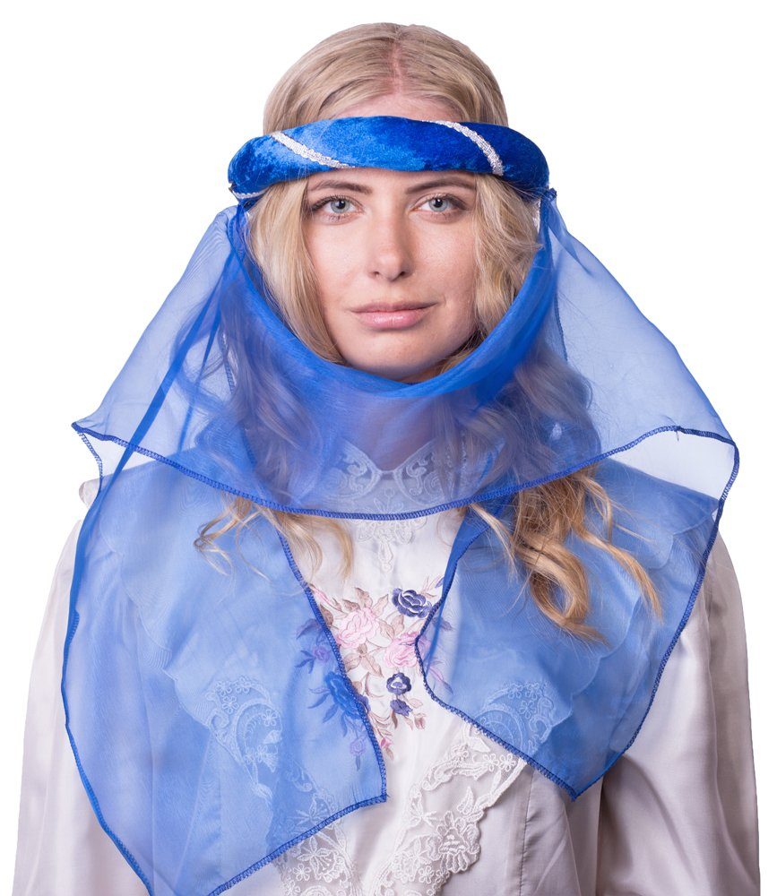 Das Kostümland Kostüm Mittelalter Haarband Helena für Damen - Blau Silbe