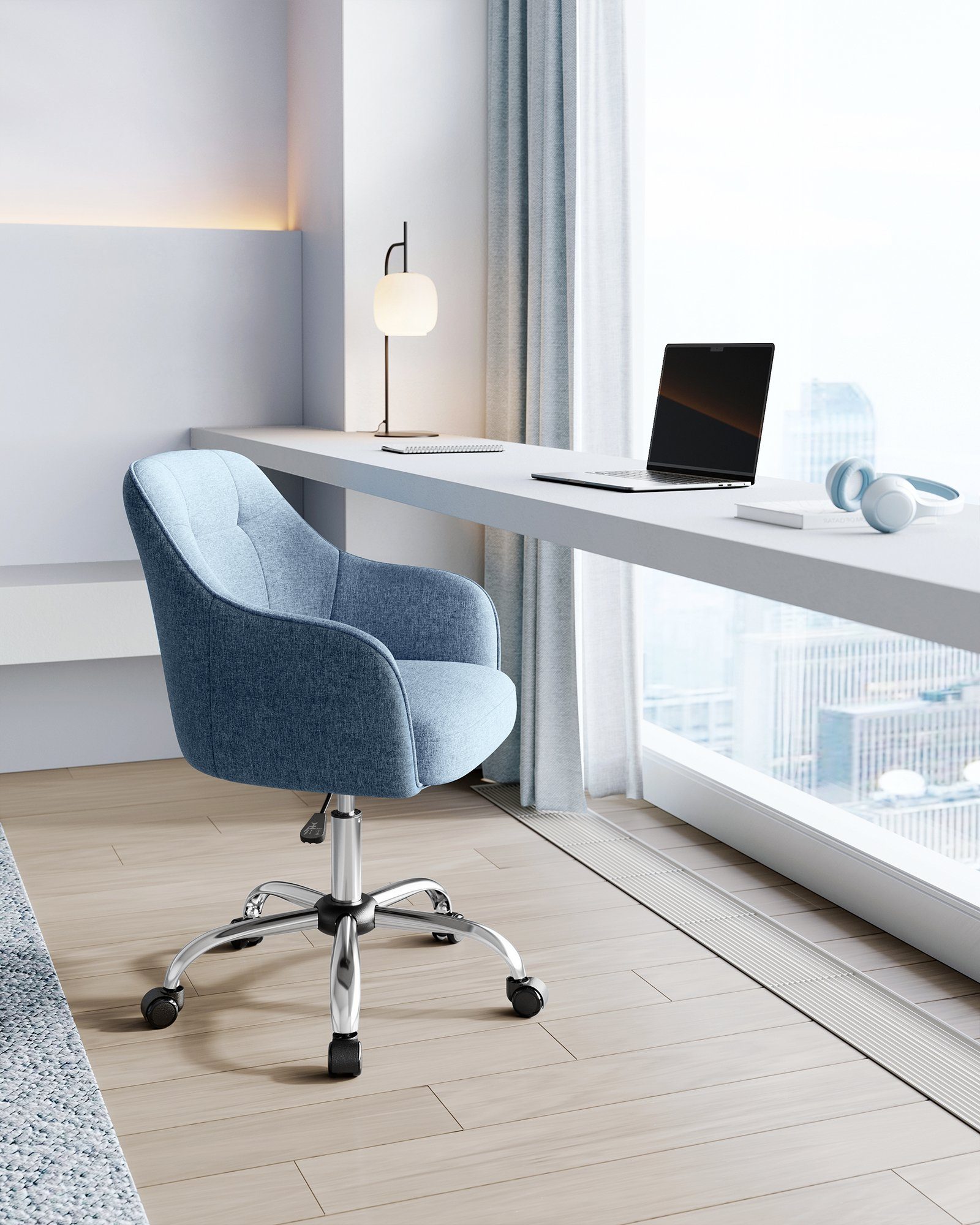 SONGMICS Bürostuhl (1 St), höhenverstellbar, blau atmungsaktiv, Home-Office
