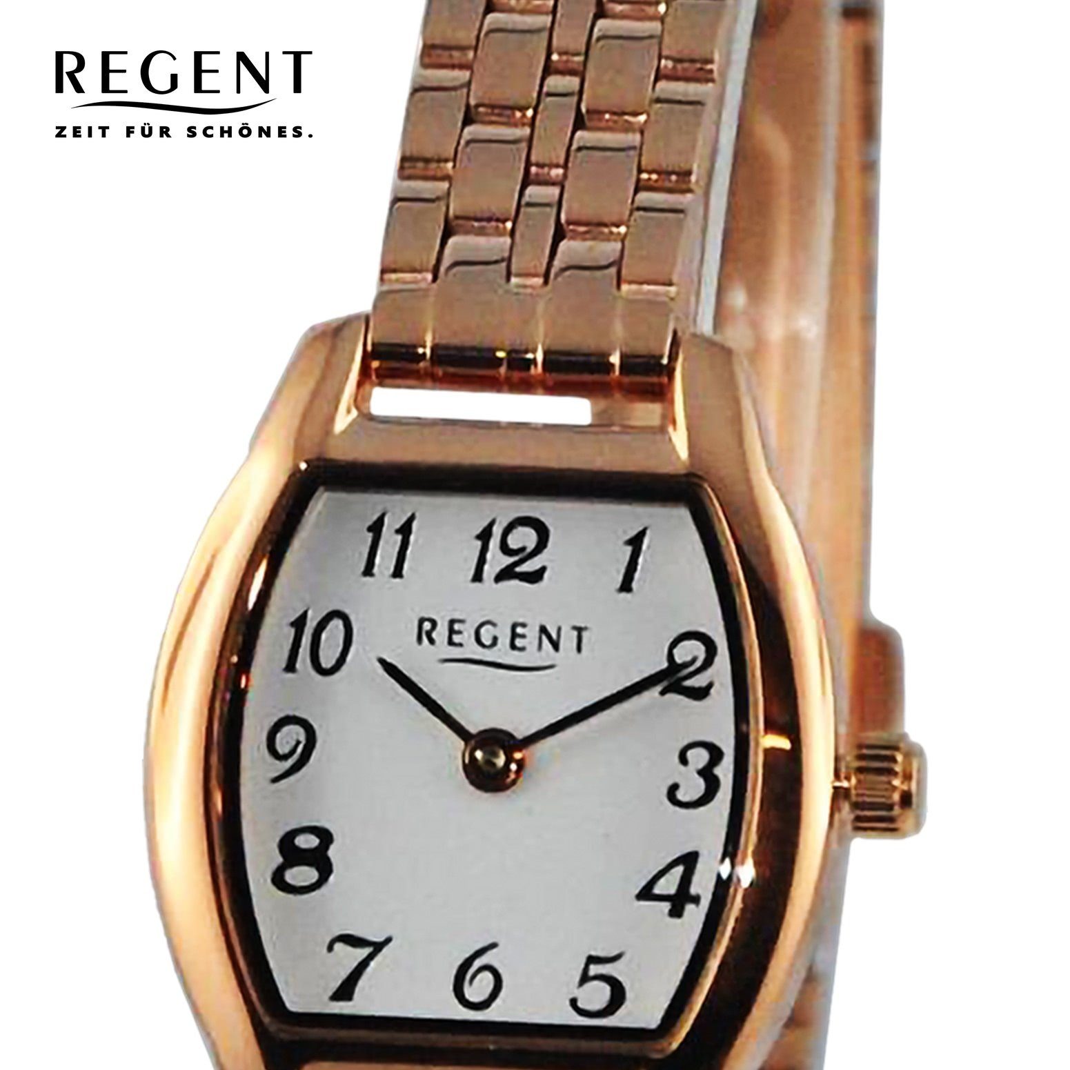 Regent Quarzuhr Regent Metallarmband 23x30mm), Damen extra rund, Armbanduhr (ca. groß Analog, Armbanduhr Damen