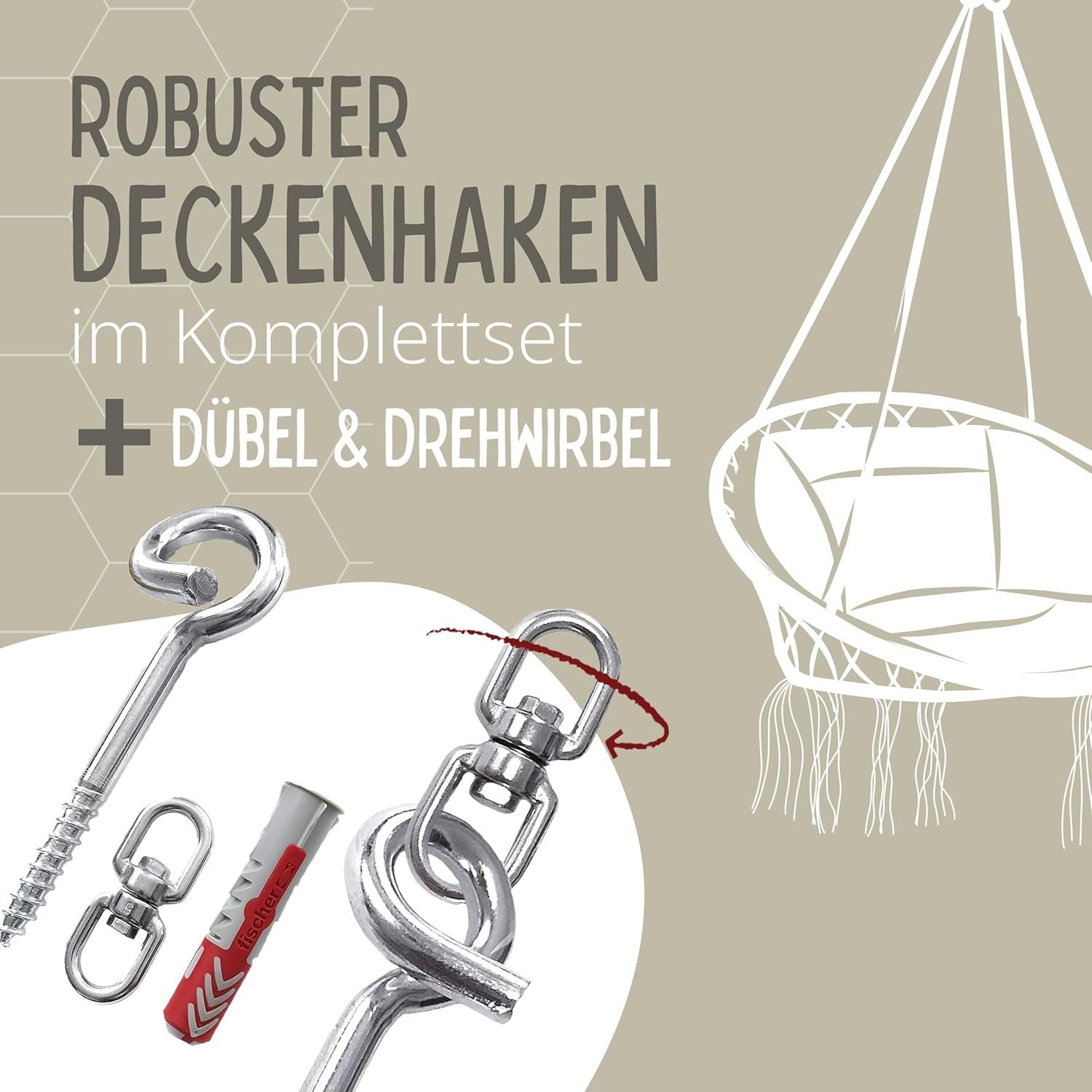 riijk Schraubhaken Wandhaken Hängesessel mit Drehwirbel günstig online kaufen