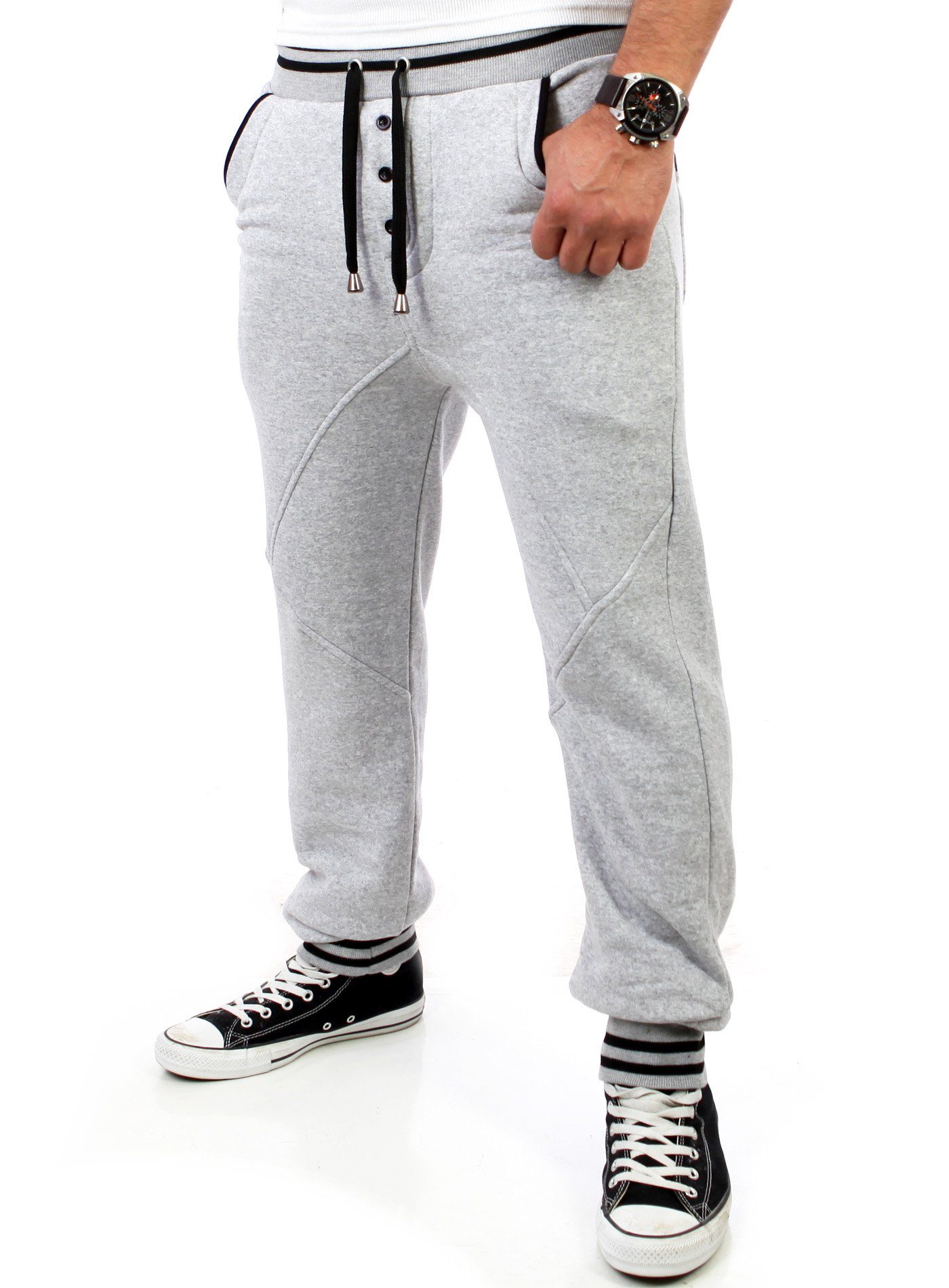 Reslad Jogginghose Reslad Herren Buttoned Style Sweatpants Jogginghos (1-tlg) Sporthose Kontrast Sweathose