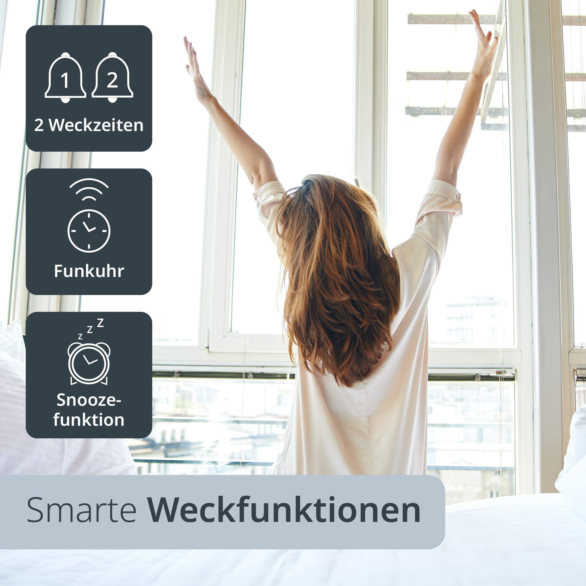 ADE Funktischuhr Digitale extragroße Wand- oder Tischuhr mit Beleuchtung mit Temperaturanzeige und Luftfeuchtigkeit, ideal für Senioren