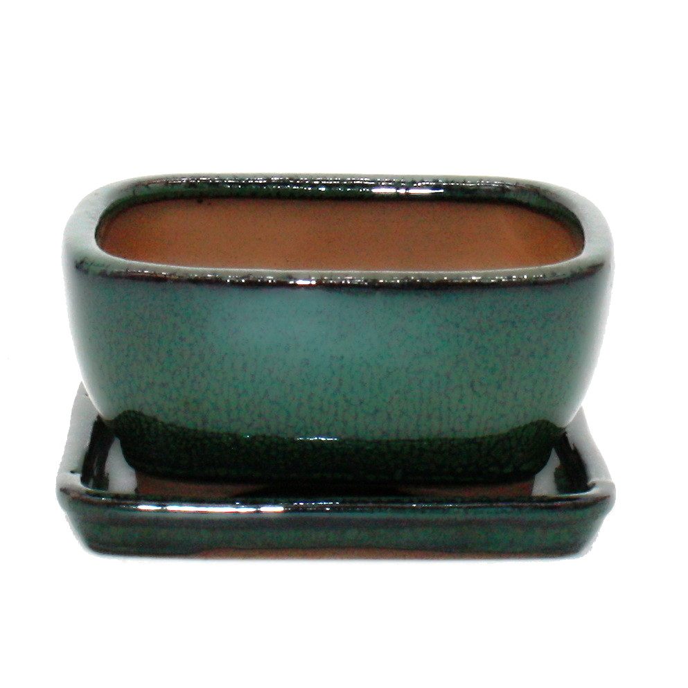 Exotenherz Pflanzschale Bonsai-Schale mit Unterteller Gr. 1 Grün rechteckig Modell GB5 L 12cm (1 St)
