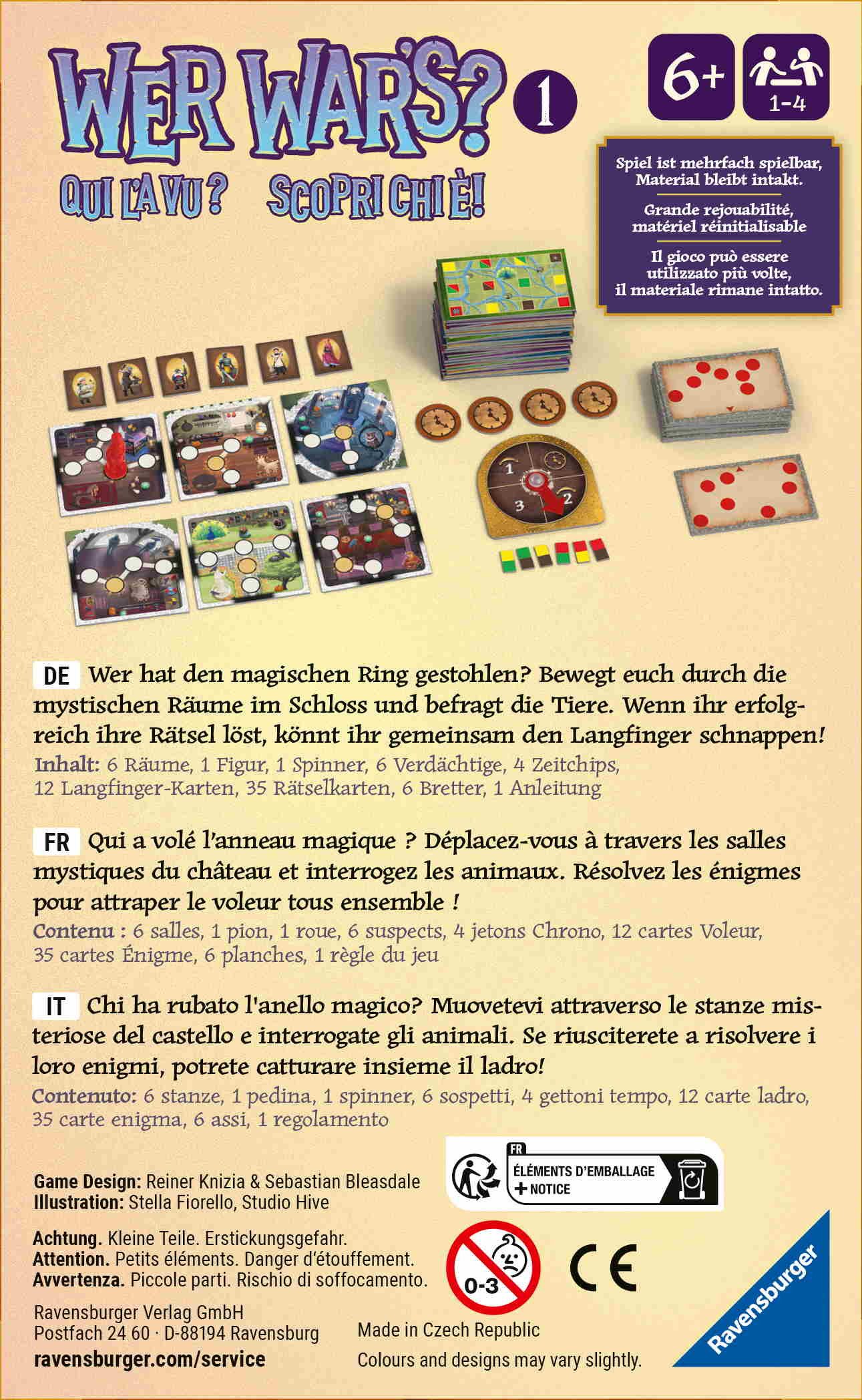 Ravensburger Spiel Reise- & Kompaktspiel Denkspiel Wer war's Kids 1 Im Schloss 24928