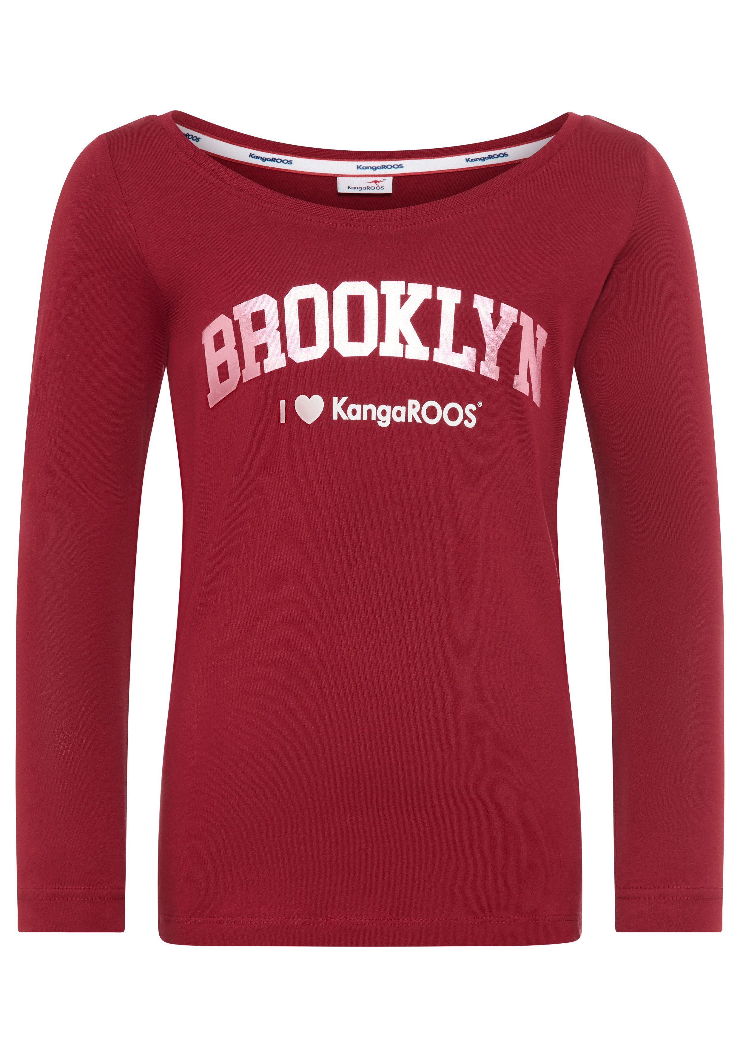 KangaROOS Langarmshirt Shirt mit BROOKLYN Print günstig online kaufen