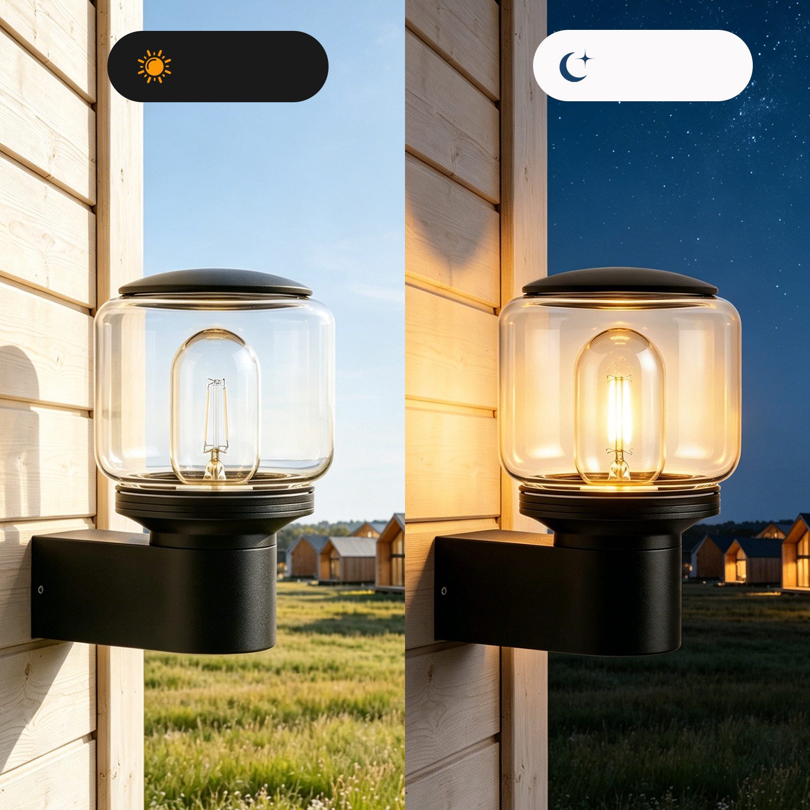 Nettlife Außen-Wandleuchte LED/E27 schwarz balkon landhaus Außen Wandlampe, ohne Leuchtmittel, für Hauswand Terrasse Balkon Eingangsbereich energiesparend langl – Bild 5 von 5