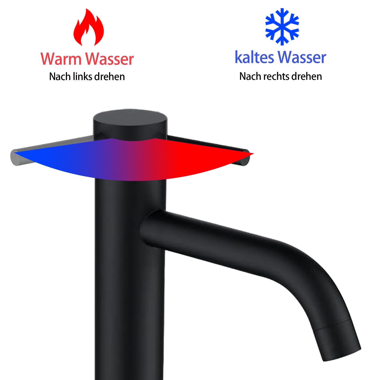 AICA Waschtischarmatur Wasserhahn Bad, Hoch Waschtischarmatur in Spotresist günstig online kaufen