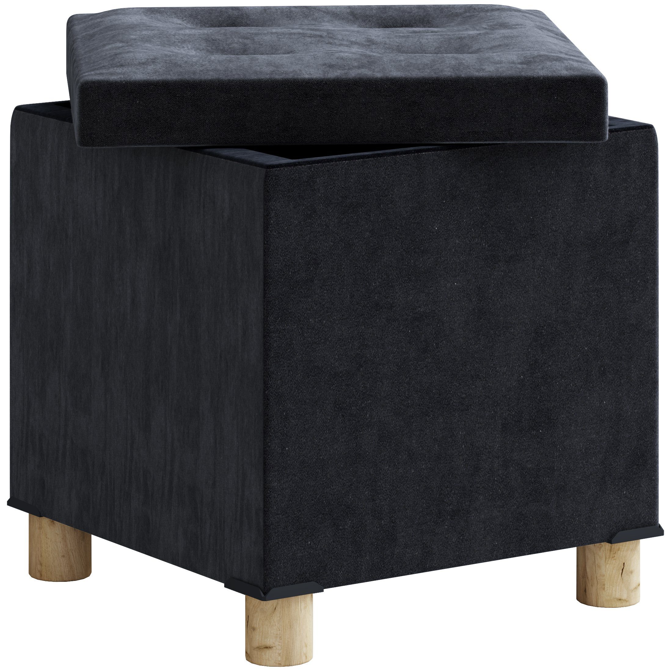 VCM Schuhbank Sizos M B. 38 x T. 38 x H. 40 cm, Stoff-Sitztruhe, Kiste für flexiblen Einsatz in allen Wohnräumen