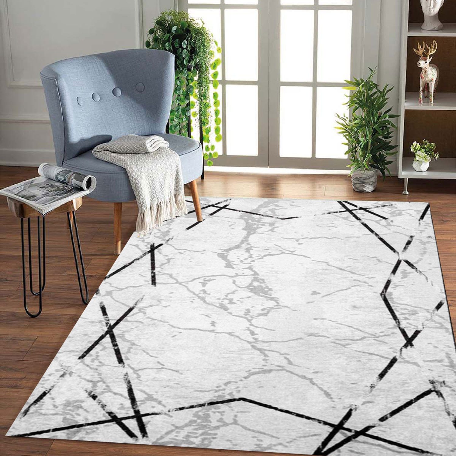 Jungengel Designteppich Marmor Grau Teppich Läufer Wohnzimmer Flur Haustepp günstig online kaufen