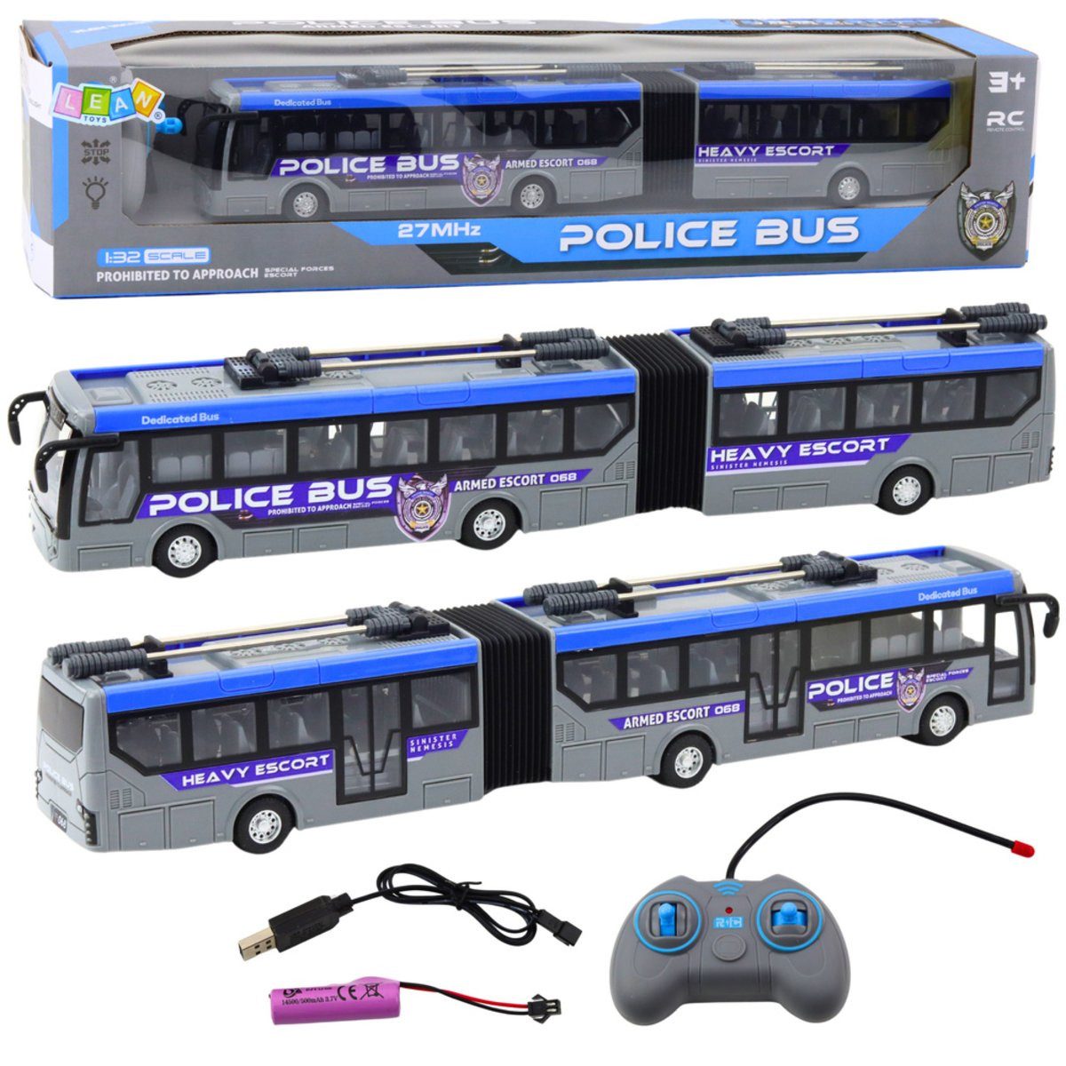 Wisam RC-Auto RC Polizei Gelenkbus Ferngesteuert Lichter Grau 1:32