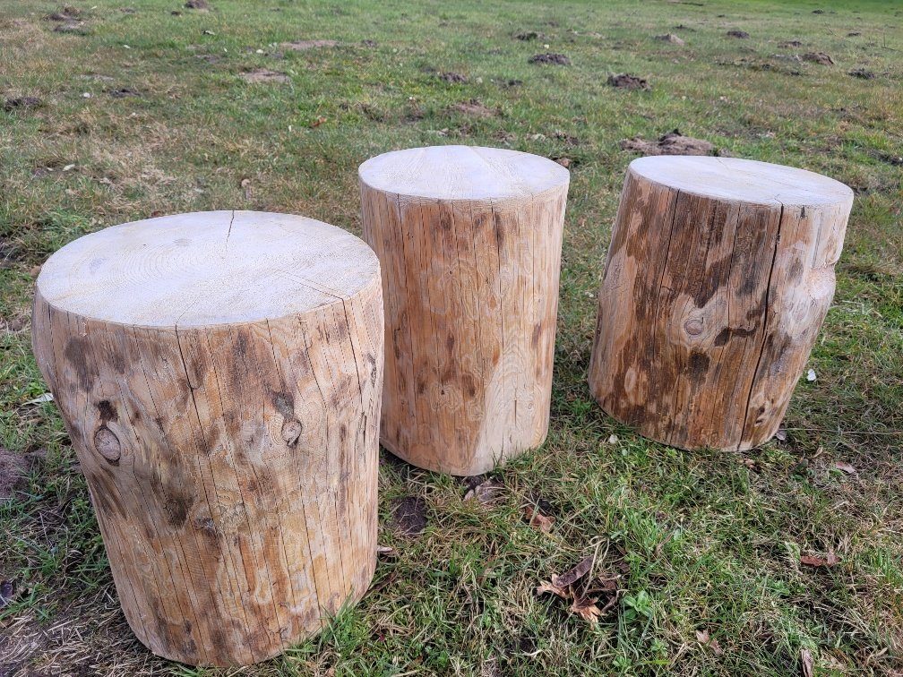 Kistenkolli Altes Land Allzweckkiste Holzstamm Sitzhocker gehobelt Höhe ca 40-42cm Durchmesser ca 28-30cm (Spar-Set, 1er Set)