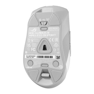 Asus Gladius III Wireless AimPoint White RGB Gaming-Maus (Funk, kabelgebunden, Bluetooth, optischer Sensor 36.000 dpi weiß)