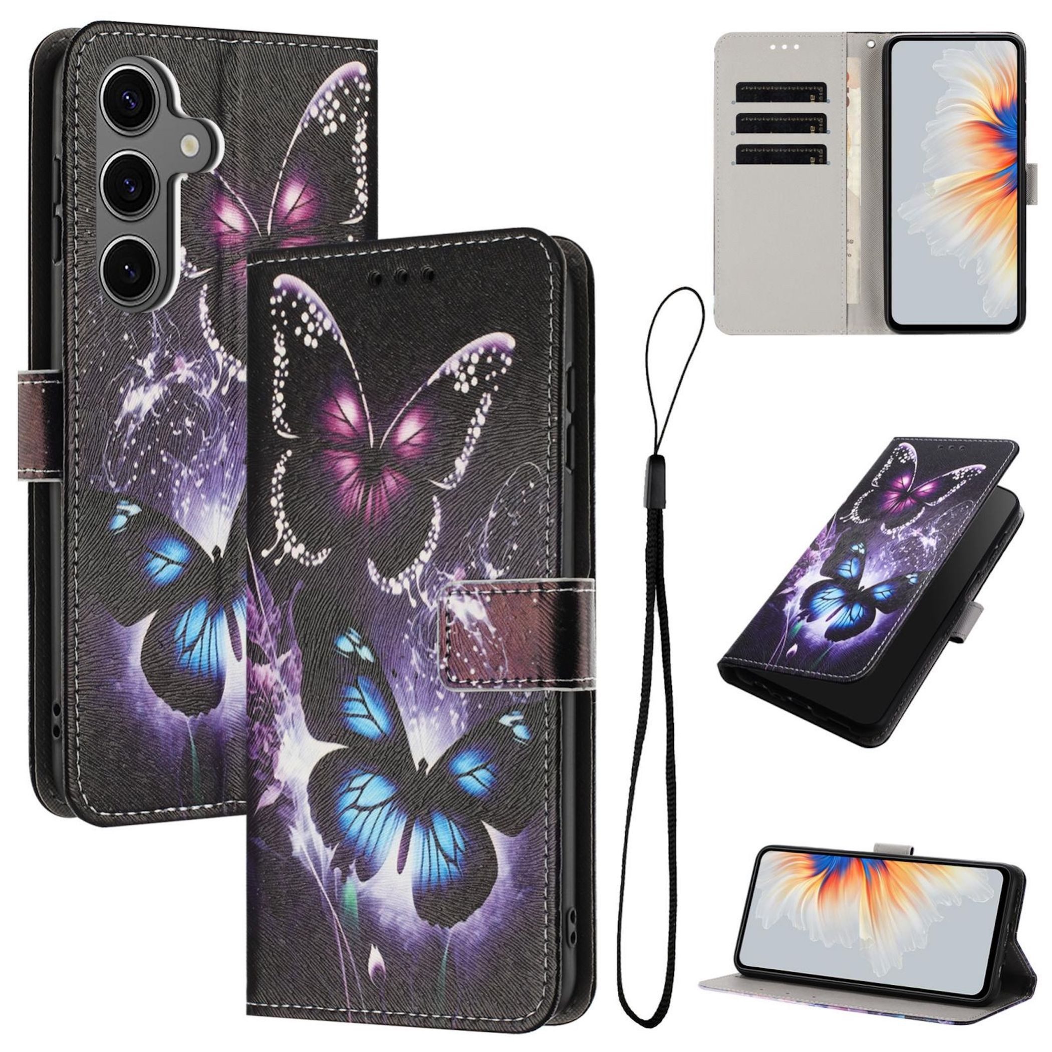 Wigento Handyhülle Klapphülle für Samsung Galaxy S26 Plus Kunstleder Book Wallet Motiv 6,7 Zoll, Kartenfächer, Standfunktion