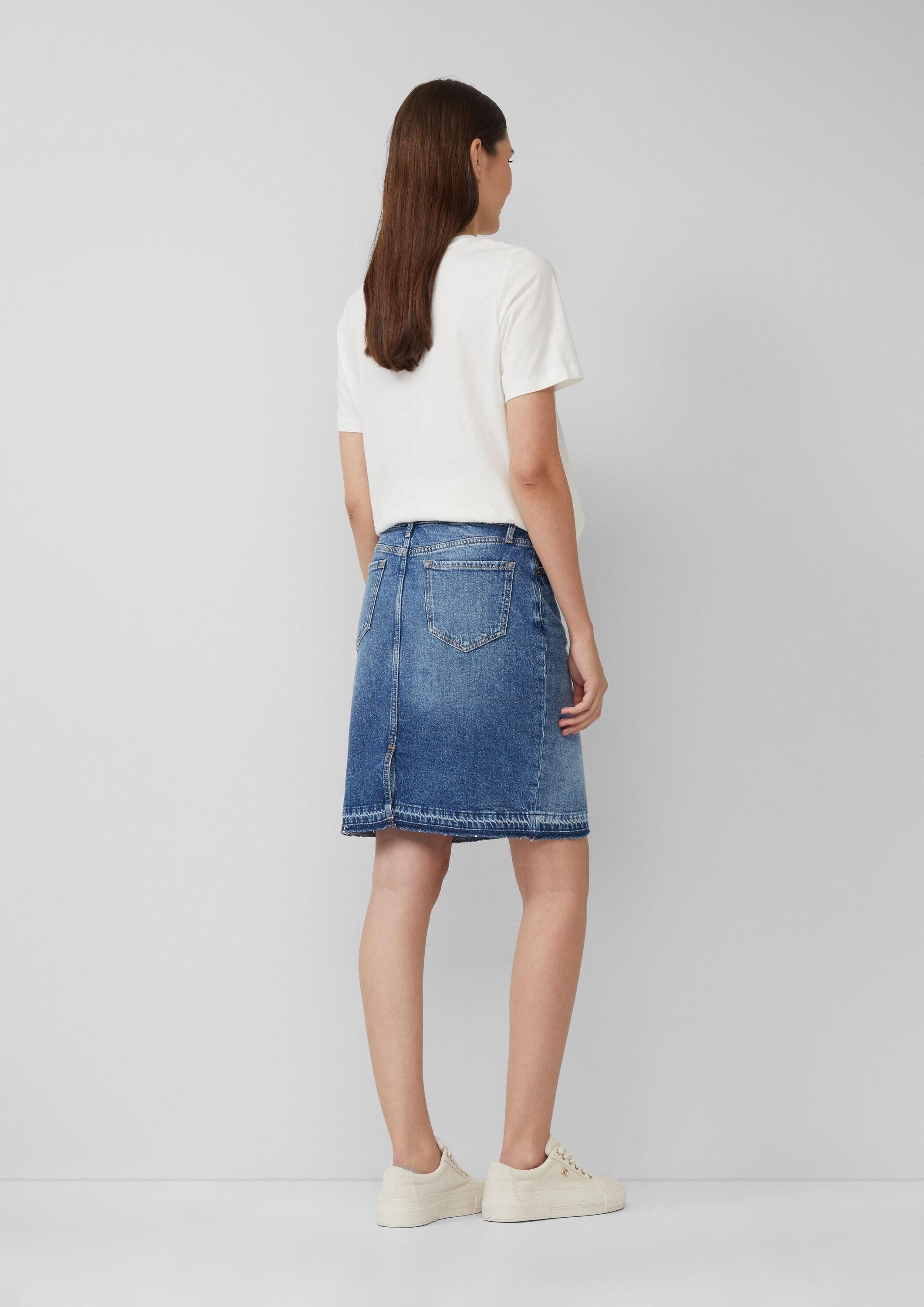 s.Oliver Minirock Rock Kurzer Jeansrock mit offenem Saum