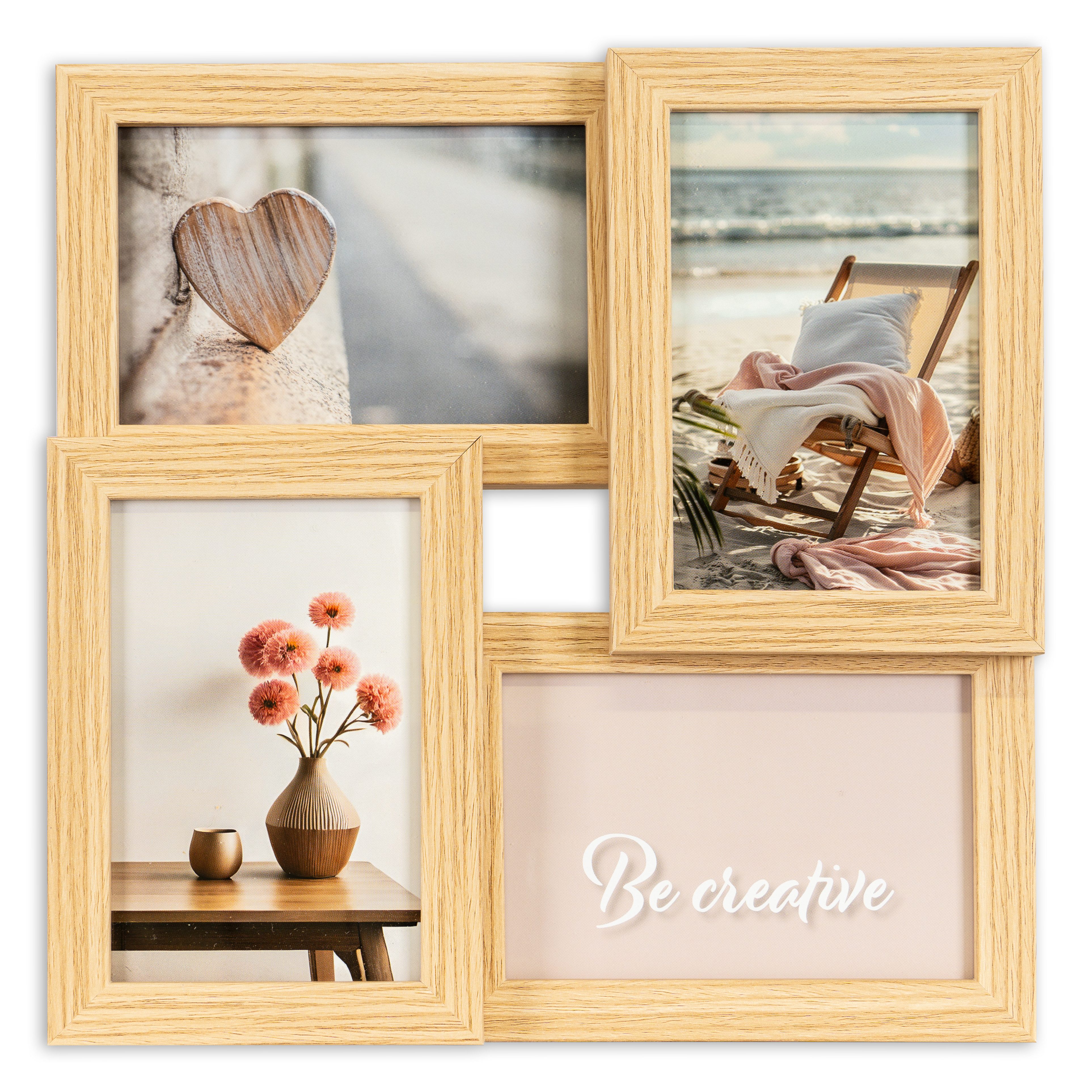 queence Bilderrahmen Collage Rahmen 3D Holz in braun, für 4 Bilder (1 St), günstig online kaufen