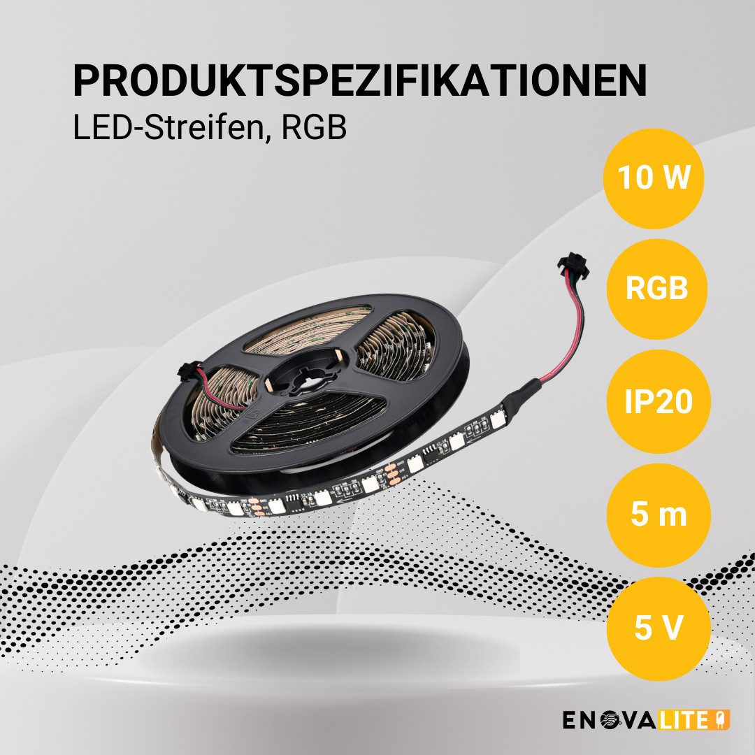 ENOVALITE LED-Streifen ENOVALITE LED-Streifen 2 W/m RGB einstellbar in bunt (RGB)