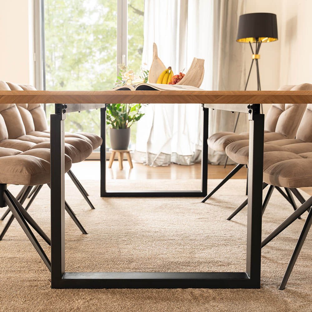 HOME DELUXE Esstisch Eckig AVENCIA inkl. U-Fuß