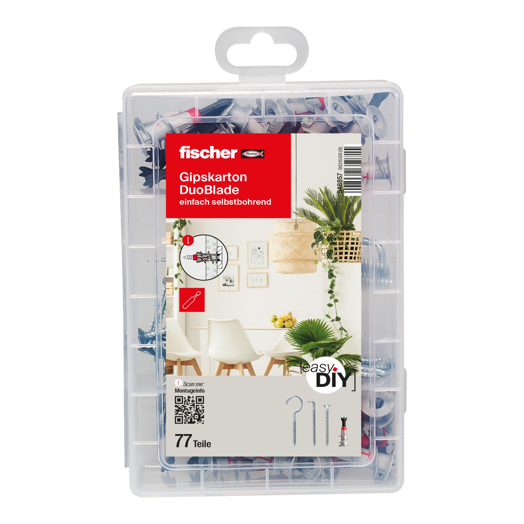 fischer Schrauben- und Dübel-Set fischer Gipskarton DuoBlade easyDIY Box + Schraube (77 Teile)