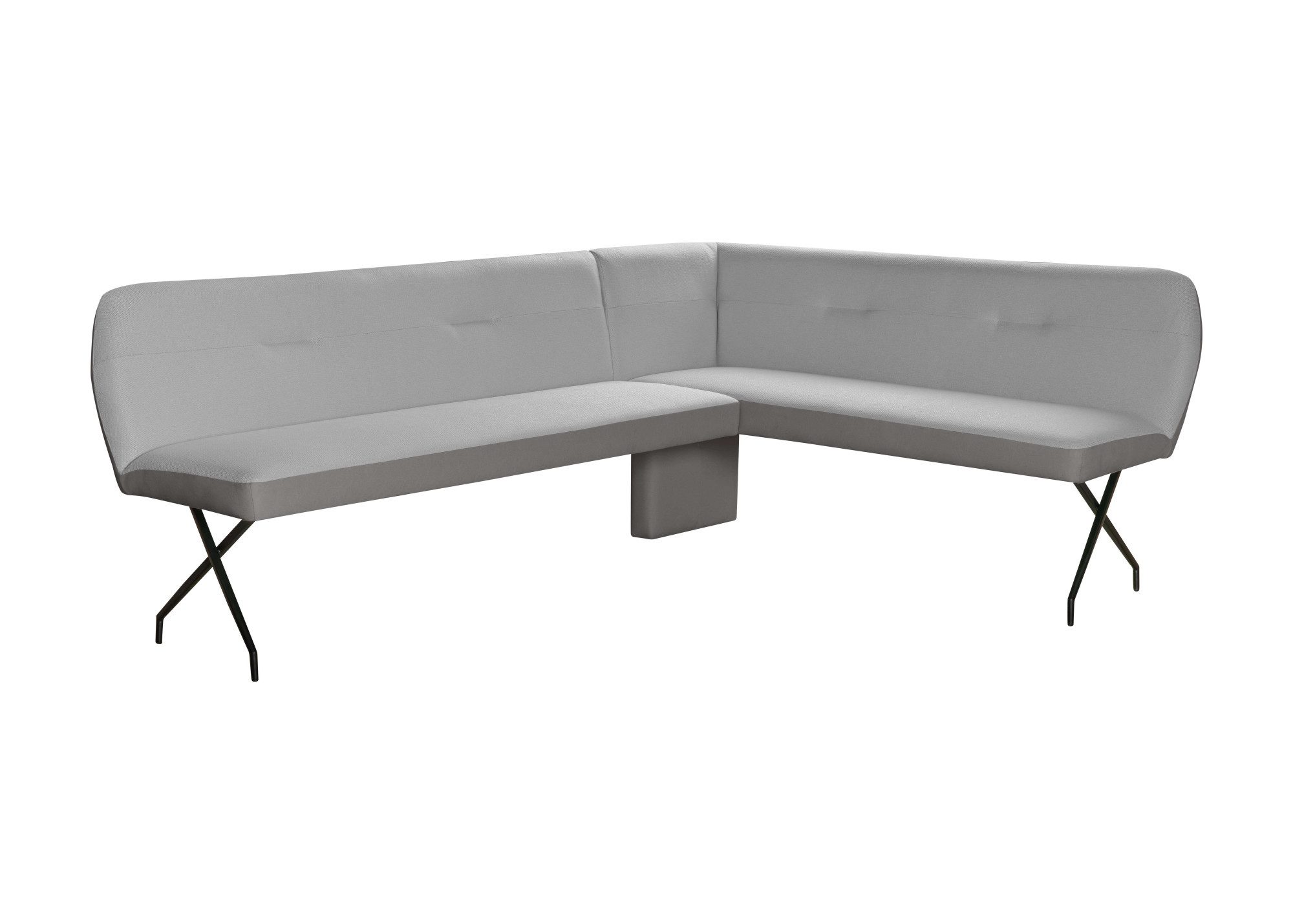 Home affaire Eckbank Bruna Esszimmerbank, Bank, Küchenbank, Polsterbank, Mattschwarzes Metallgestell, 2-Stoff-Design, Wellenfederung im Sitz