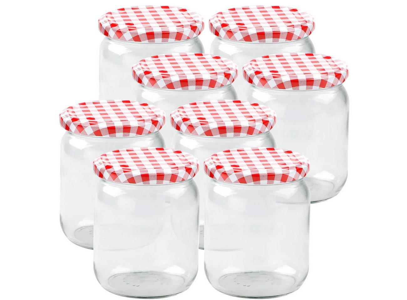 Casativo Einmachglas 540ml Sturzgläser mit Karodeckel: Ideal für Marmelade & Vorrat, (8-tlg., 4er-Set & 8er-Set & 12er-Set), Luftdichte Aufbewahrung von Lebensmitteln
