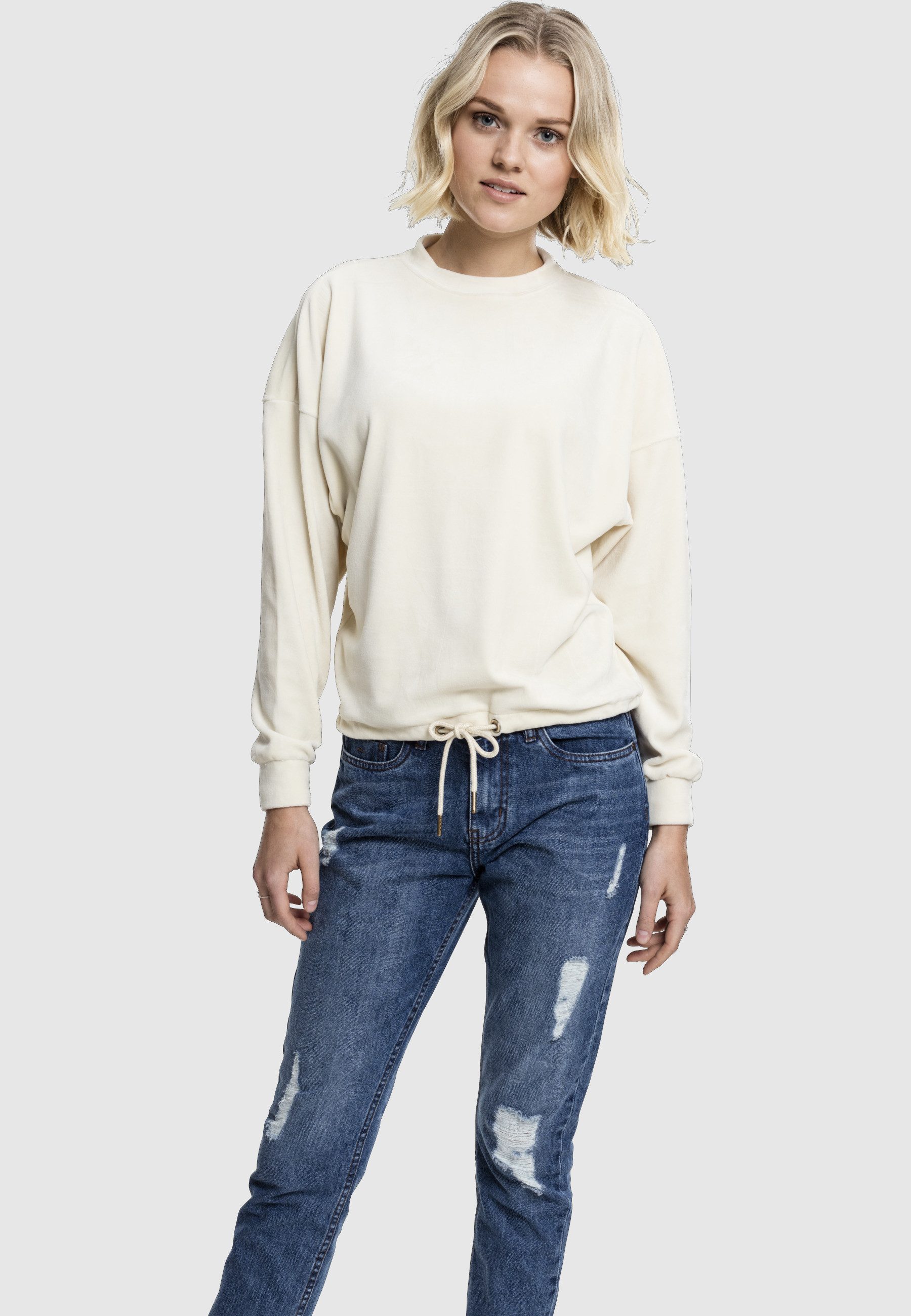 URBAN CLASSICS Sweatshirt Urban Classics Damen Ladies Oversized Velvet Crew (1-tlg)