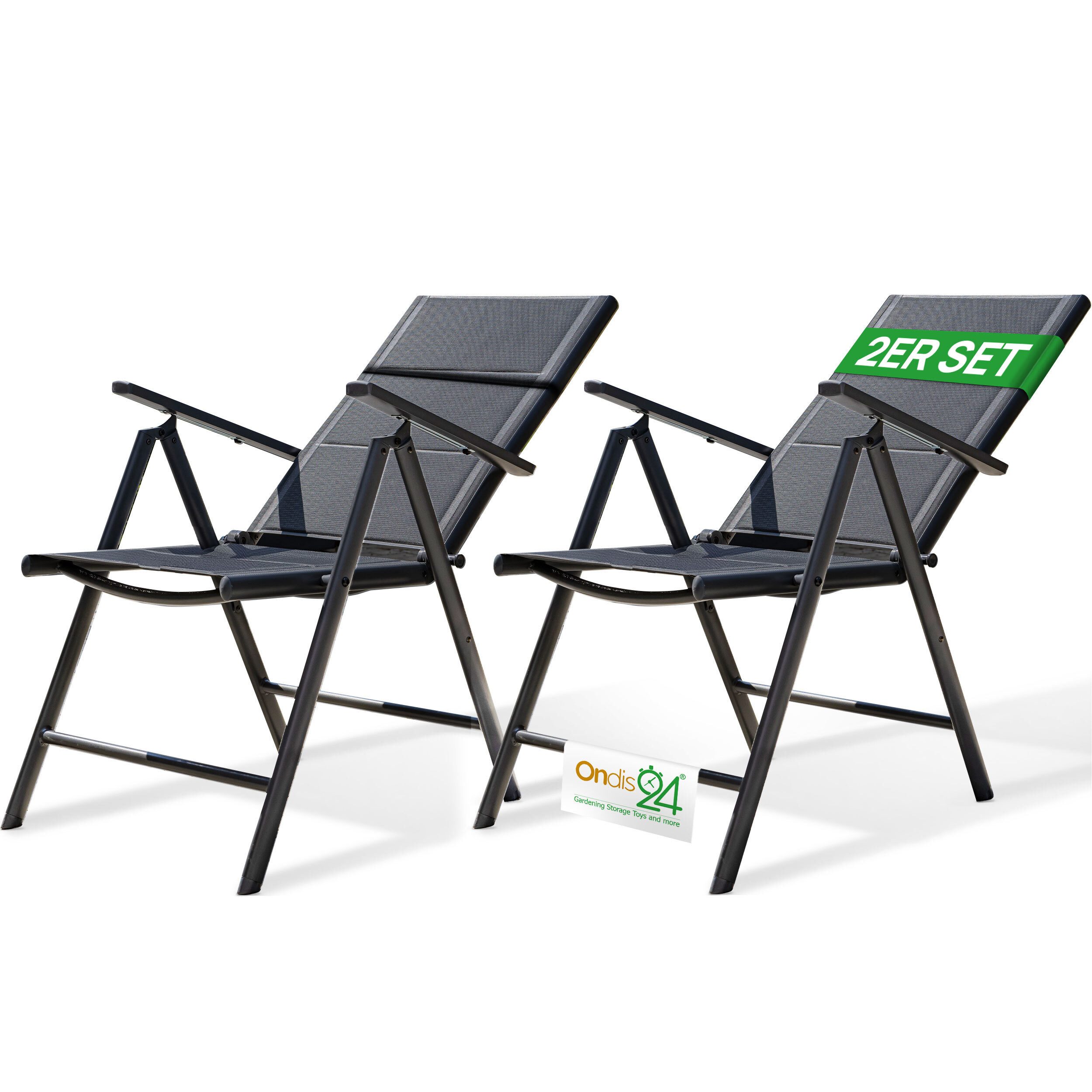 ONDIS24 Gartenstuhl Hochlehner Aluminium Klappsessel Vinoro Deluxe Gartensessel (2 St), UV-beständig