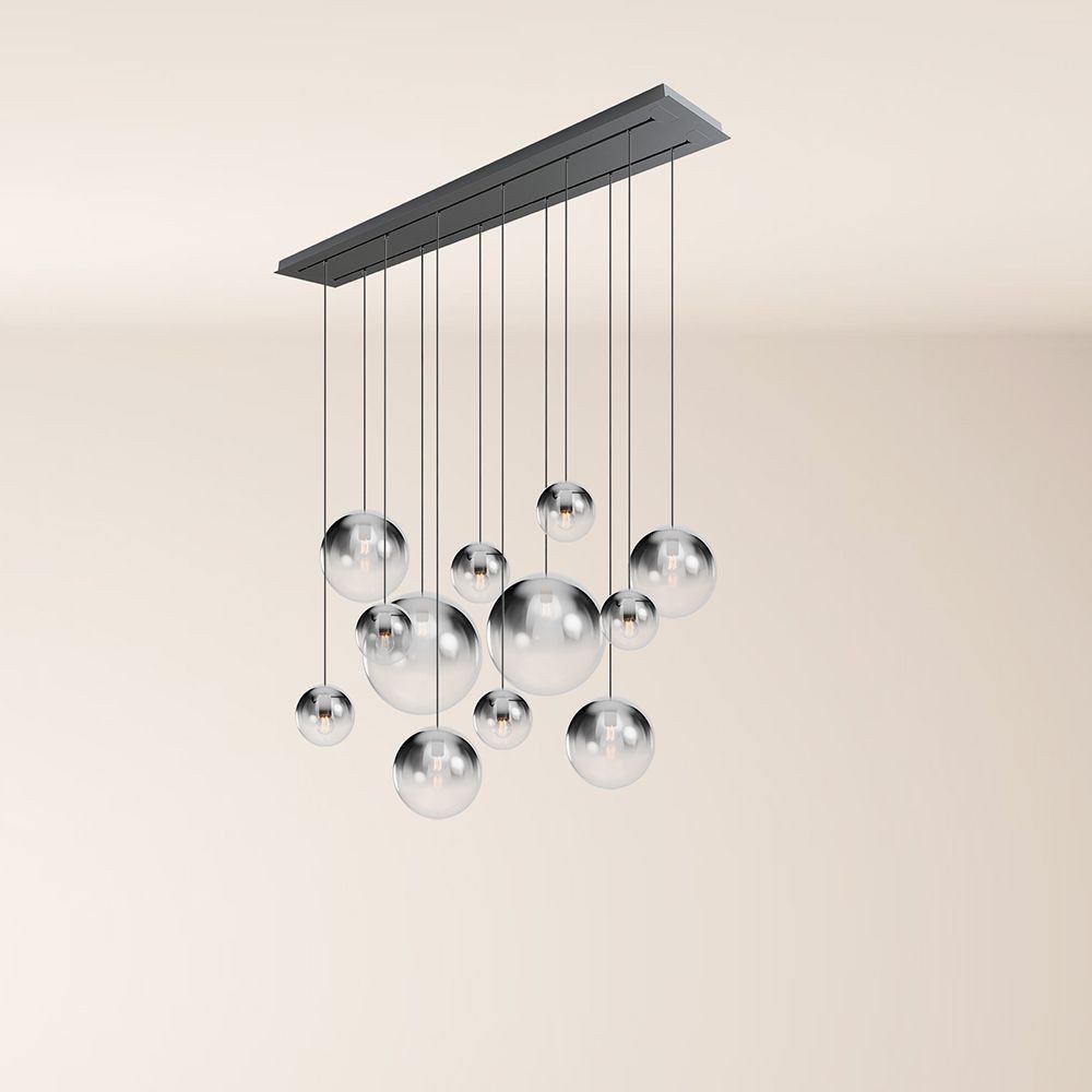 s.luce Pendelleuchte Orb Esszimmerlampe 12-flammig 160cm 2-reihig