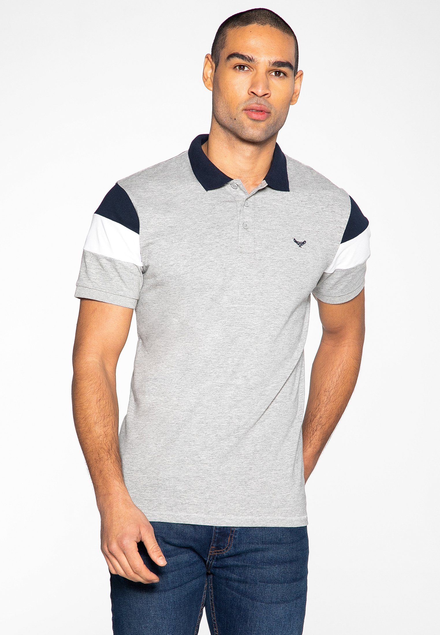 Threadbare Poloshirt Taggart Grau meliert