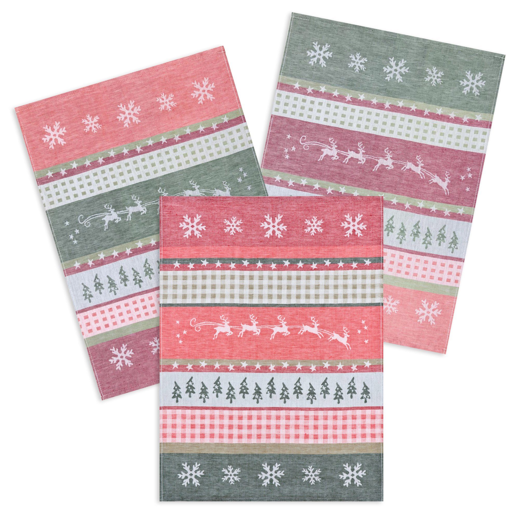 Kracht Geschirrtuch Springende Hirsche, (Set, 3-tlg., Set), 3er Pack Geschi günstig online kaufen