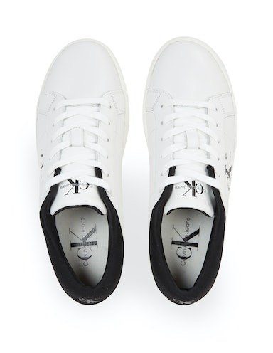 weiß-schwarz mit Sneaker CUPSOLE CLASSIC LTH WN Klein Jeans Logoschriftzug Calvin LOWLACEUP