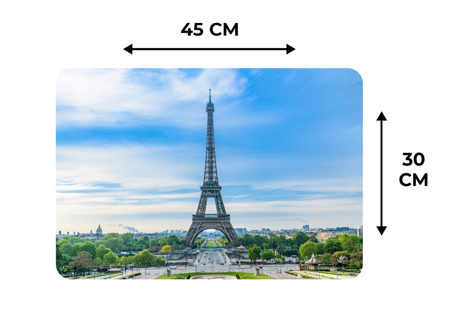 Platzset, Schmutzabweisend Eiffelturm Platzmatte, Der (6-St), Kulisse, Tischmatten, Platzset, MuchoWow, farbenprächtigen einer vor Platzdecken,