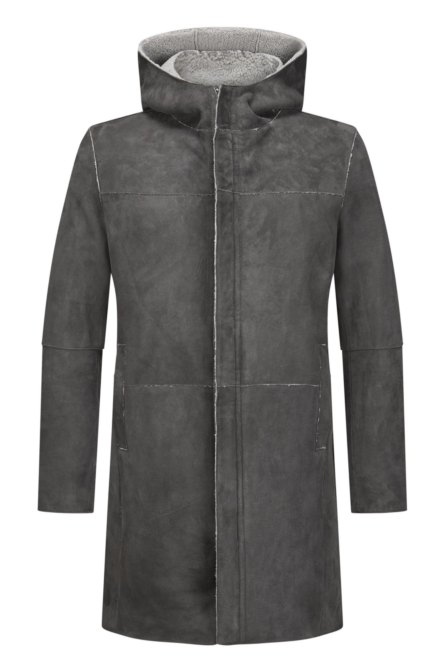 Milestone Ledermantel MSAlerio aus softem Veloursleder und weichem Fell auf der Innenseite