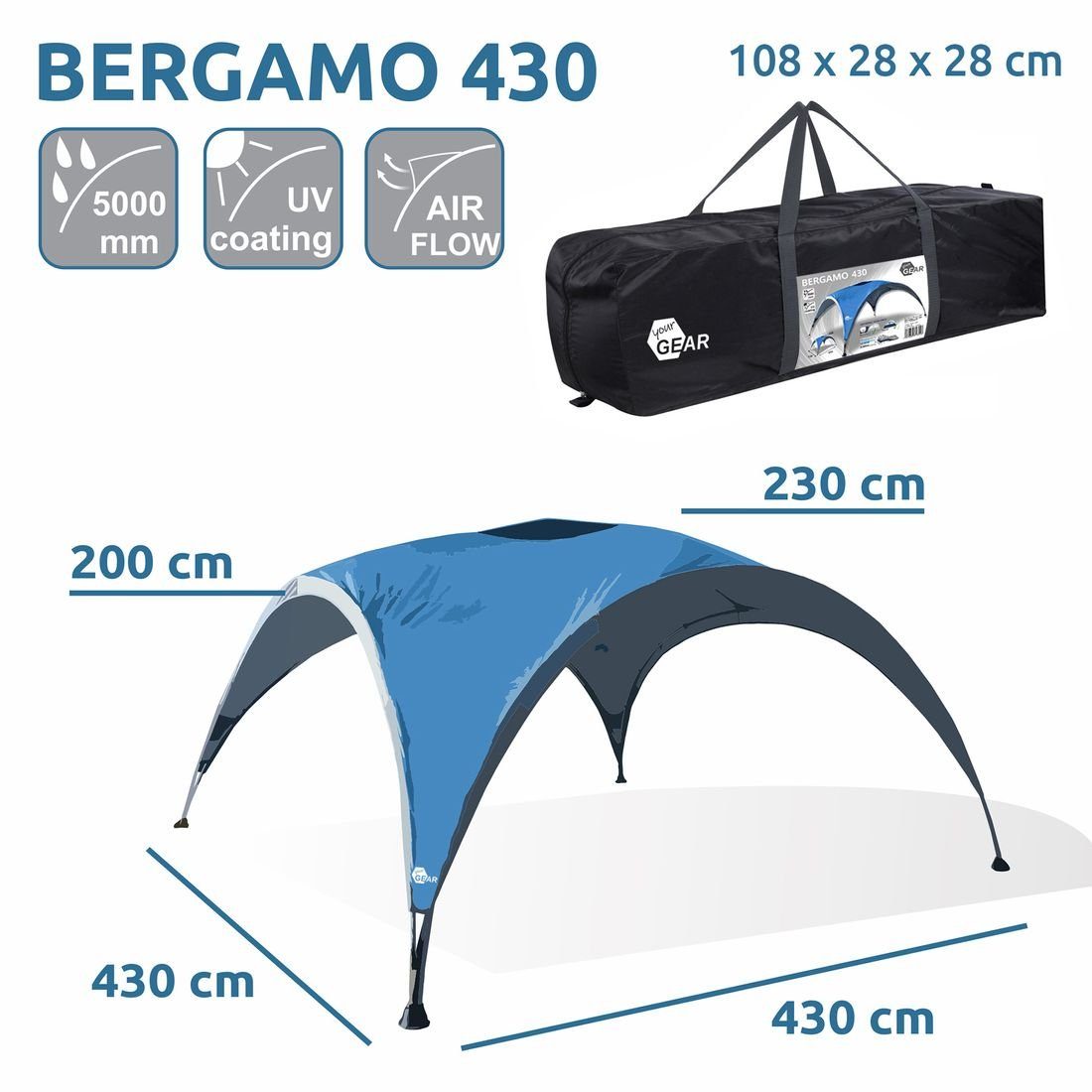 Thumbnail - yourGEAR Pavillon your GEAR Bergamo 430 - Pavillon, Wände u. Anschluss für Bus optional