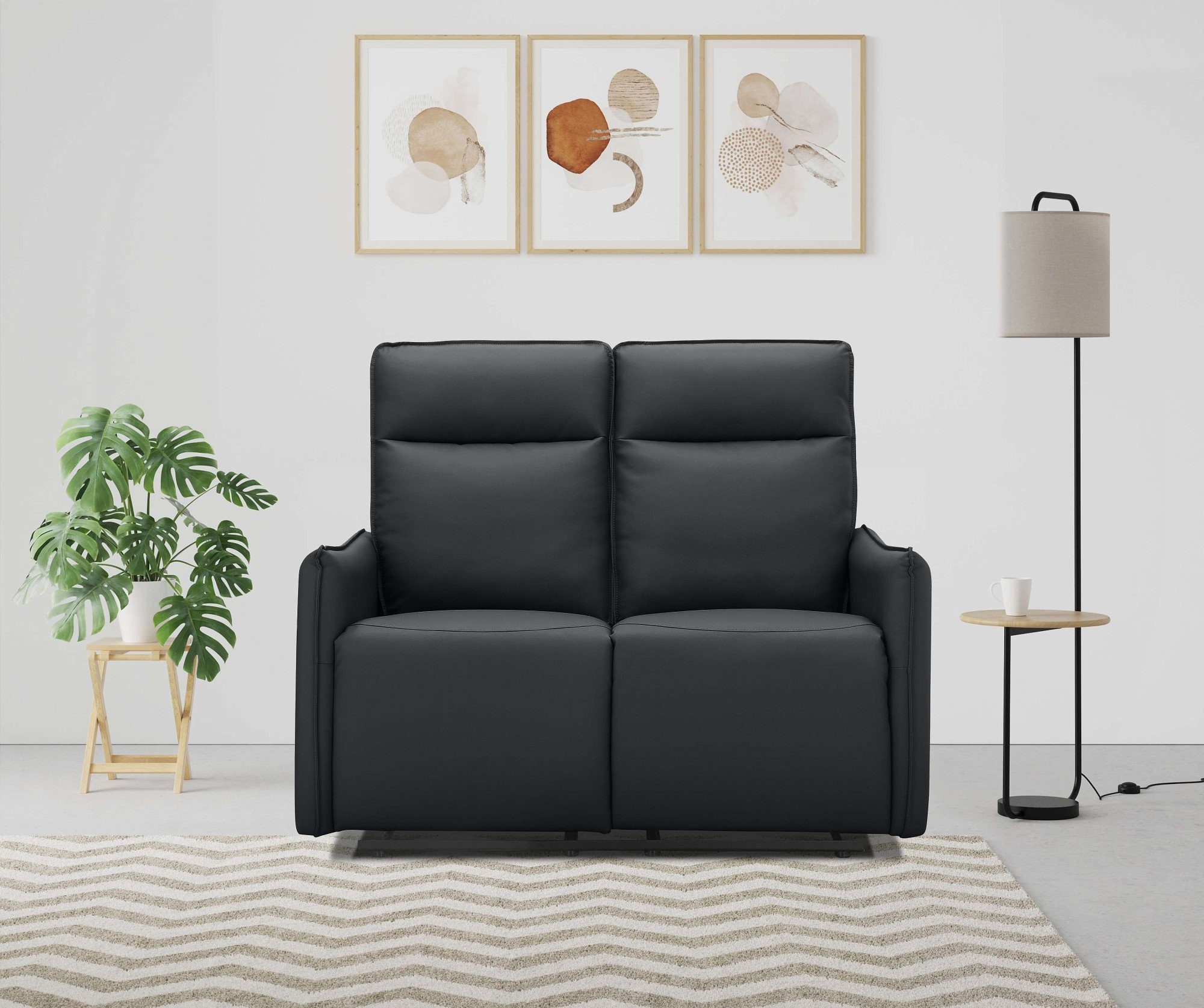 Dorel Home 2-Sitzer Lugo, Kinosofa mit Reclinerfunktion in Kunstleder und Webstoff, mit manueller Relaxfunktion in beiden Sitzen