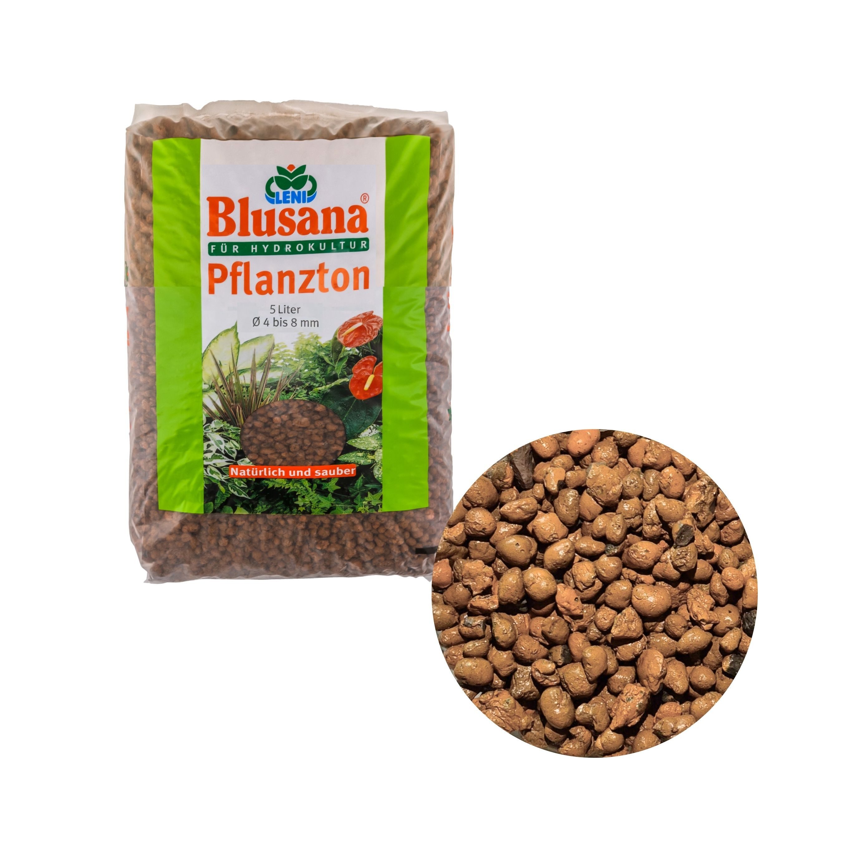 Blusana Pflanzgranulat Blusana Pflanzton Körnung 4-8 mm 5 l Sack 4-8 mm, (Hydrogranulat Tonkugeln 5 Liter), für Hydro & Hydroponik Systeme, Drainage, Bodenauflockerung, Dekor