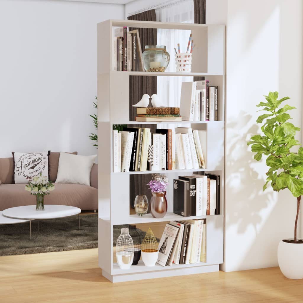 furnicato Bücherregal Bücherregal/Raumteiler Weiß 80x25x163,5 cm Massivholz Kiefer