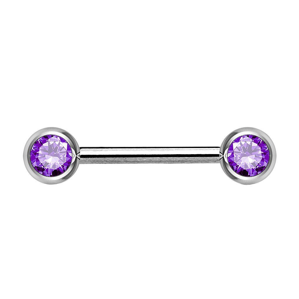 Taffstyle Intimpiercing Intimpiercing Brustwarzen Zwei Kristall Kugel, Brustpiercing Brustwarzen Intimpiercing Nippelpiercing Barbell Nippel Violett | Intimpiercings