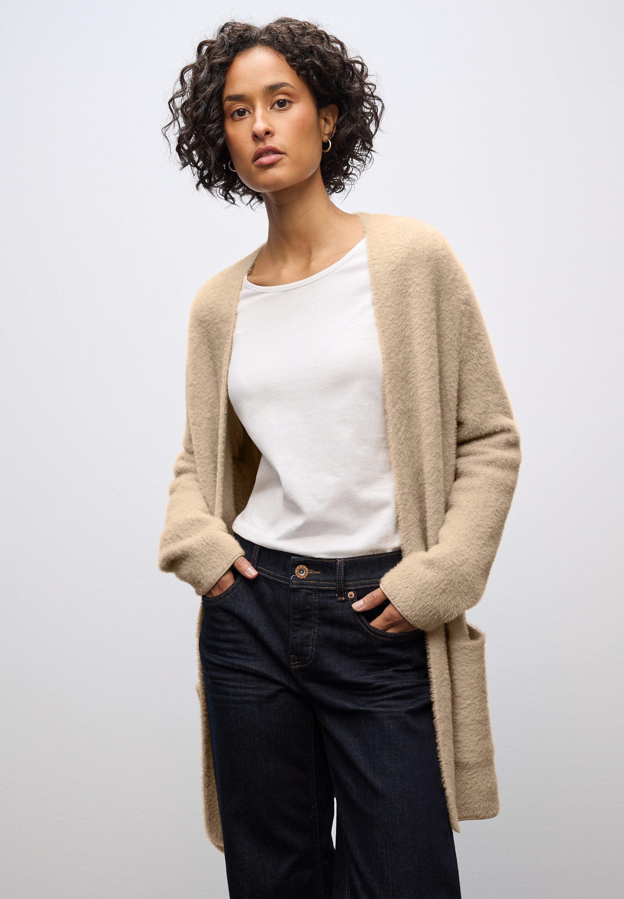 STREET ONE Cardigan lang und in Federgarn-Qualität, offen günstig online kaufen