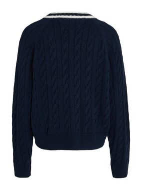 Tommy Jeans V-Ausschnitt-Pullover TJW V-NECK CABLE SWEATER mit Logostickerei