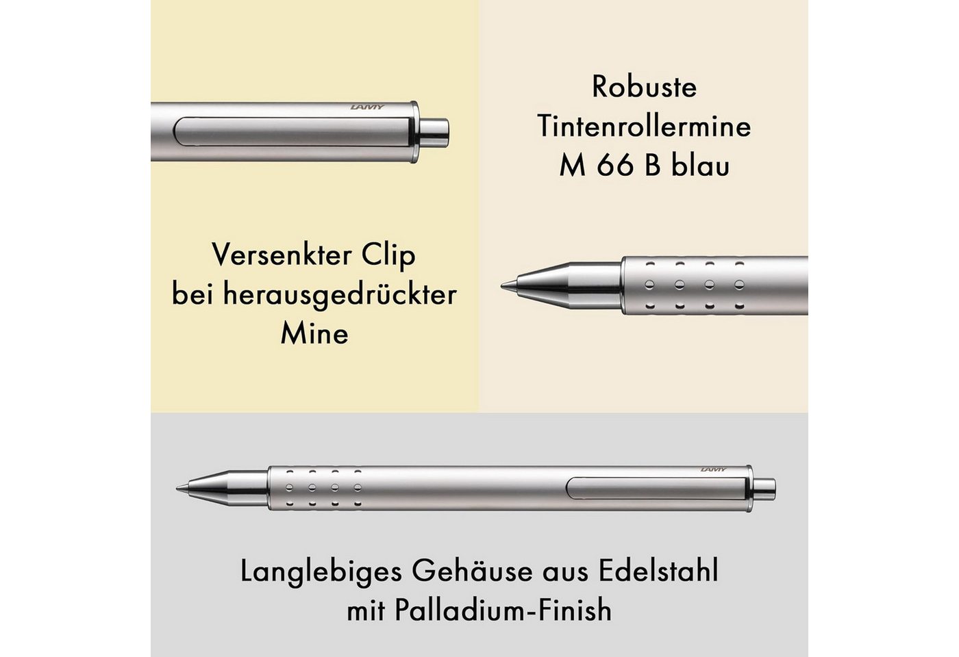 Thumbnail - LAMY Tintenroller swift, Rollerball mit robustem Gehäuse aus Edelstahl in Strichbreite B