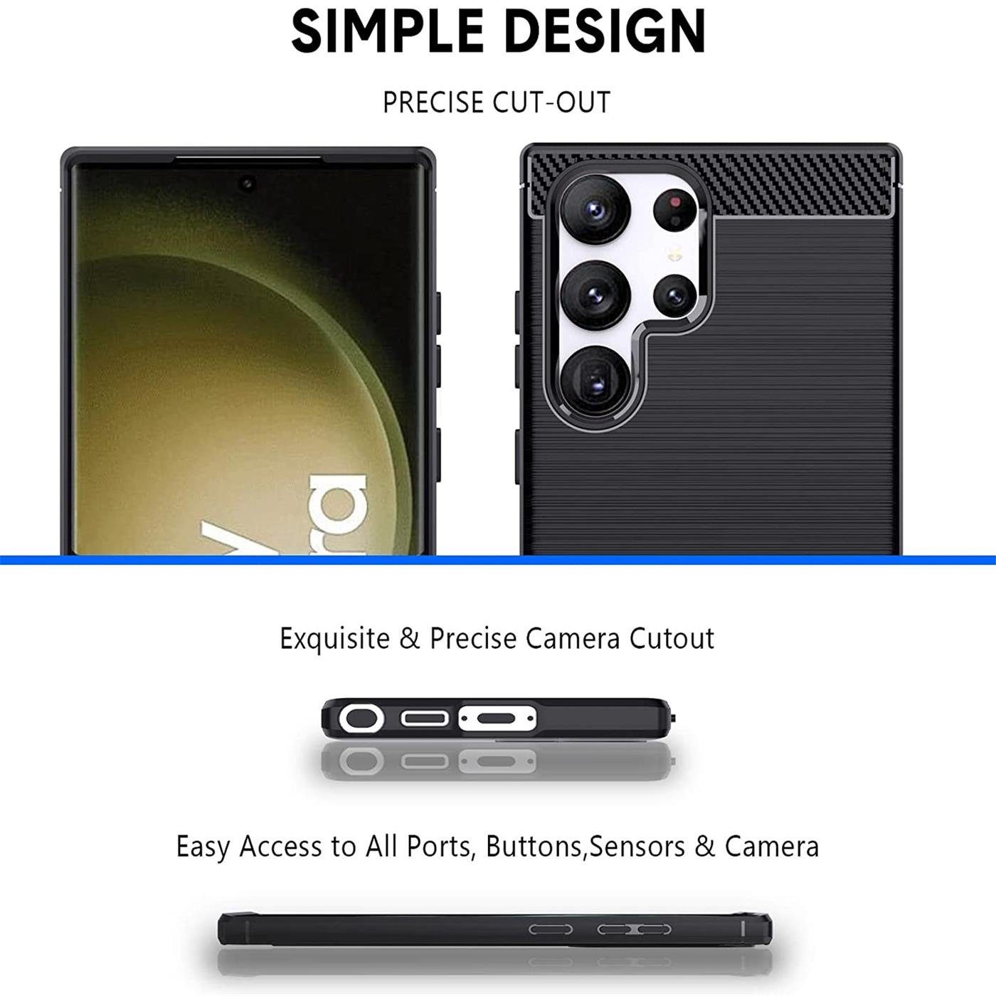 CoolGadget Handyhülle Carbon Handy Hülle für Samsung Galaxy S23 Ultra 6,8 Zoll, robuste Telefonhülle Case Schutzhülle für Samsung S23 Ultra 5G Hülle