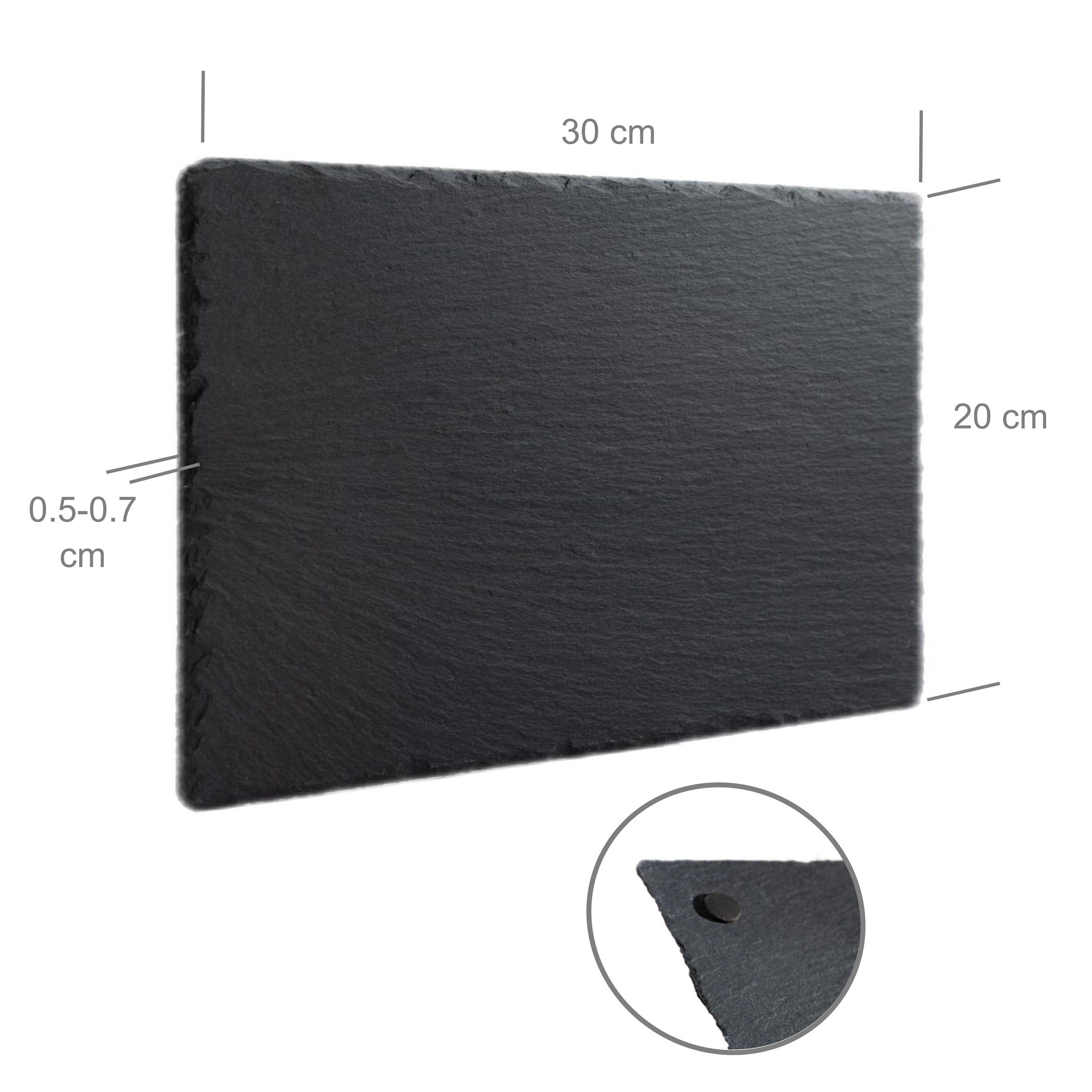 Set natürliche eGenuss (€4.99/Stück) 30x20cm, Stück 6 Servierplatte aus Naturstein - eGenuss Schieferplatten– 1 (Servierplatten raue - Untersetzer Oberfläche Schiefer),
