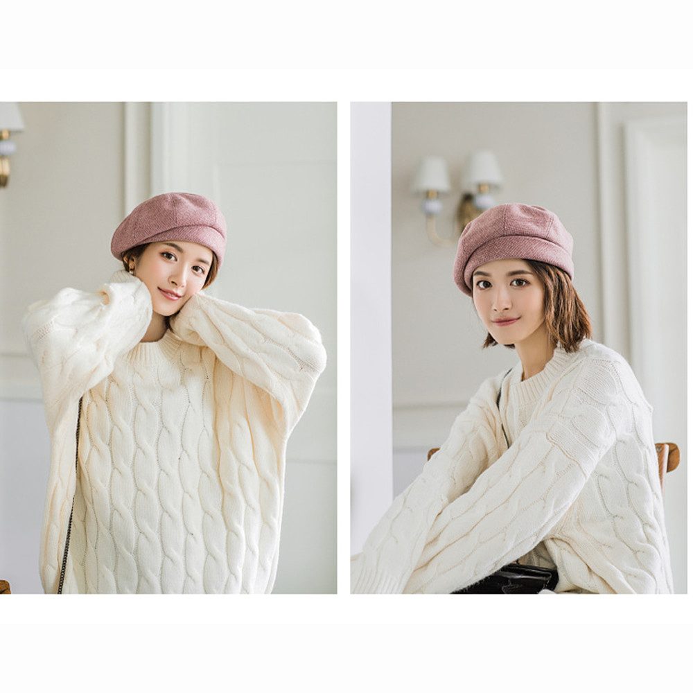 Coonoor Baskenmütze Winter Barett Cap Damen Koreanisch Stil Frauen Barette Wintermütze für Frühling/Herbst/Winter – Bild 4 von 5