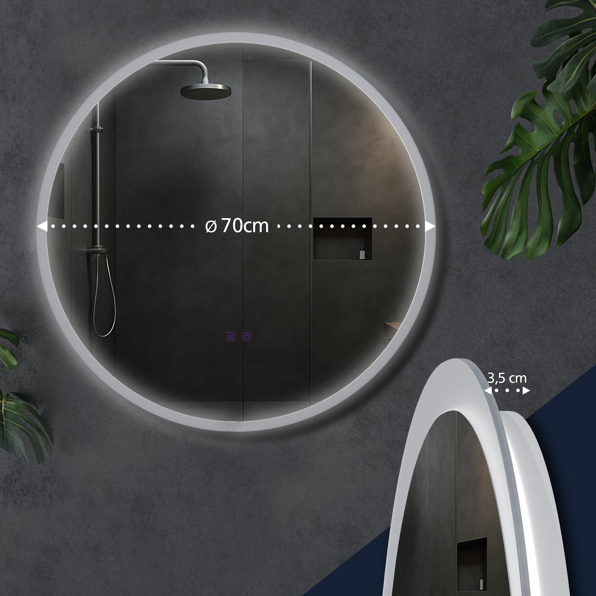 CLP Wandspiegel Laconia (1er), Bluetooth-Lautsprecher, Anti-Fog, LED-Licht, IP44 – Bild 2 von 5