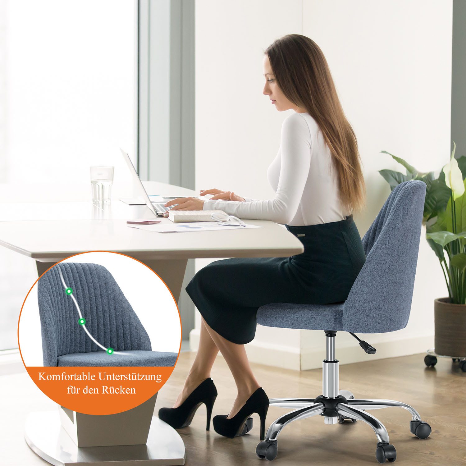 SURFOU Chefsessel Bürostuhl Schreibtischstuhl Stuhl Office Chair Drehstuhl Computerstuhl, für Büro Zuhause Make-up Kleiner Raum Schlafzimmer 113kg