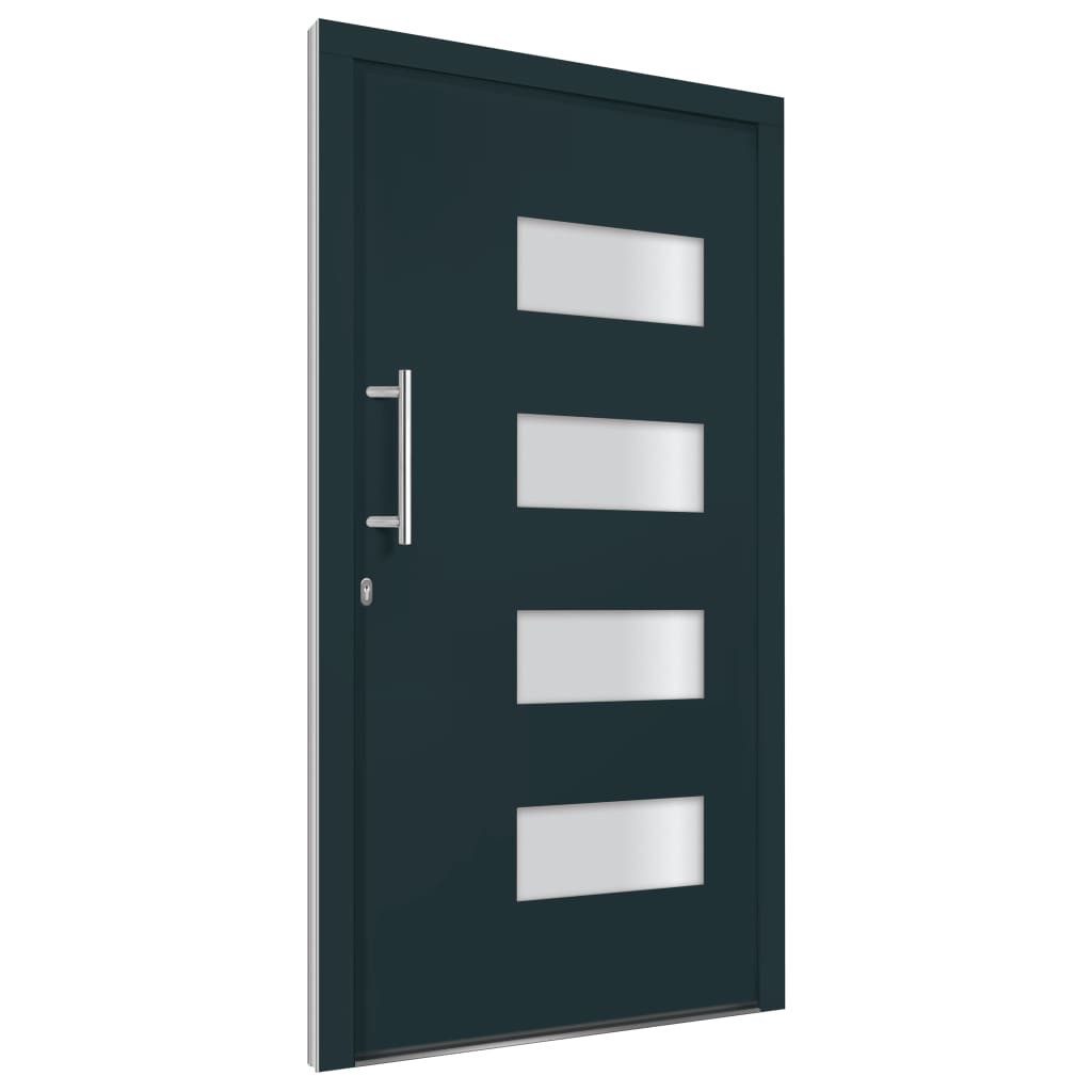vidaXL Haustür 100 x 200 cm Haustür Aluminium und PVC Anthrazit 100x200 cm Eingangstü