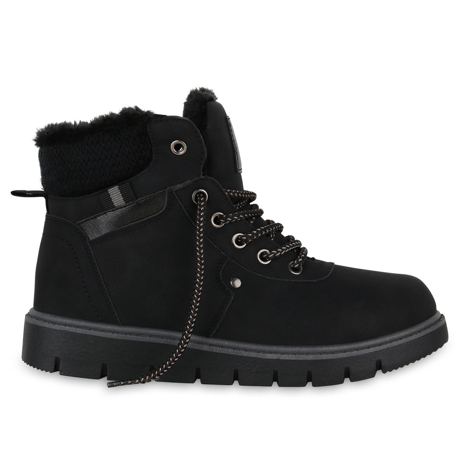 VAN HILL 841486 Stiefelette Damen Worker Boots Penelope Stiefeletten Warm Gefüttert mit Strick – Bild 2 von 4