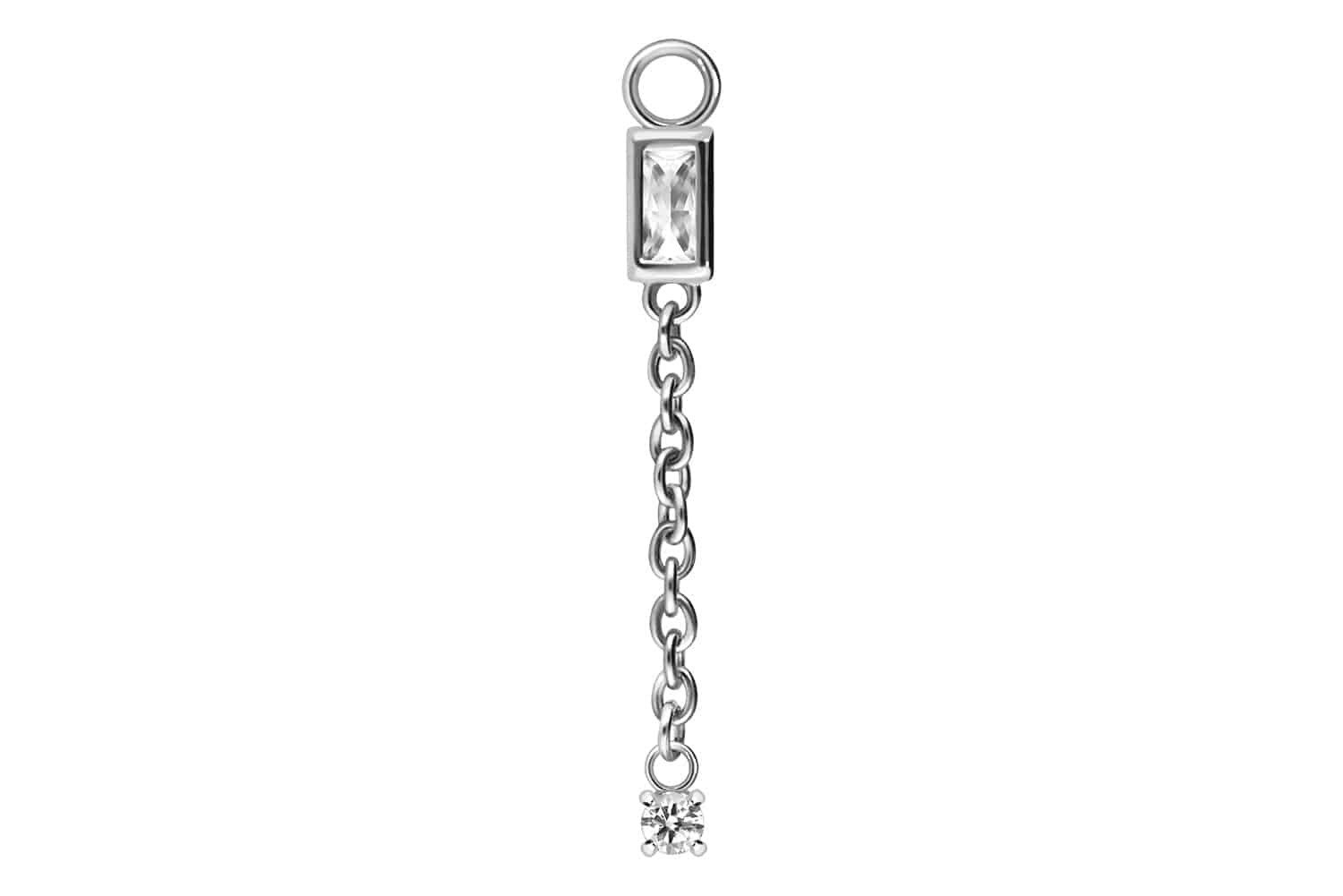 PIERCINGLINE Piercing-Set Chirurgenstahl Anhänger für Clicker KRISTALLE + KETTE (Piercing-Anhänger, 1-tlg)